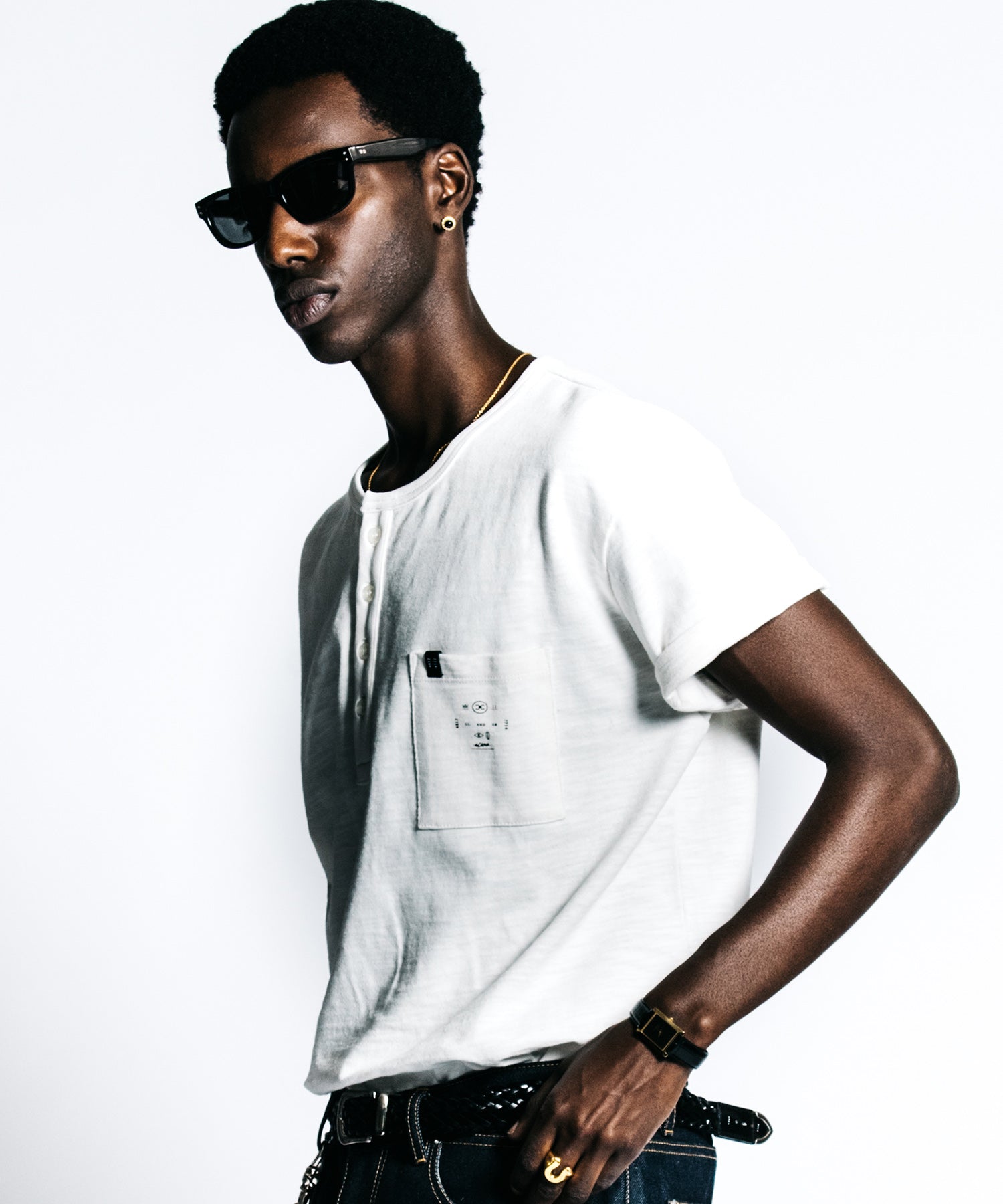 HEAVY OZ SLUB BINDER HENLY NECK POCKET T SHIRT