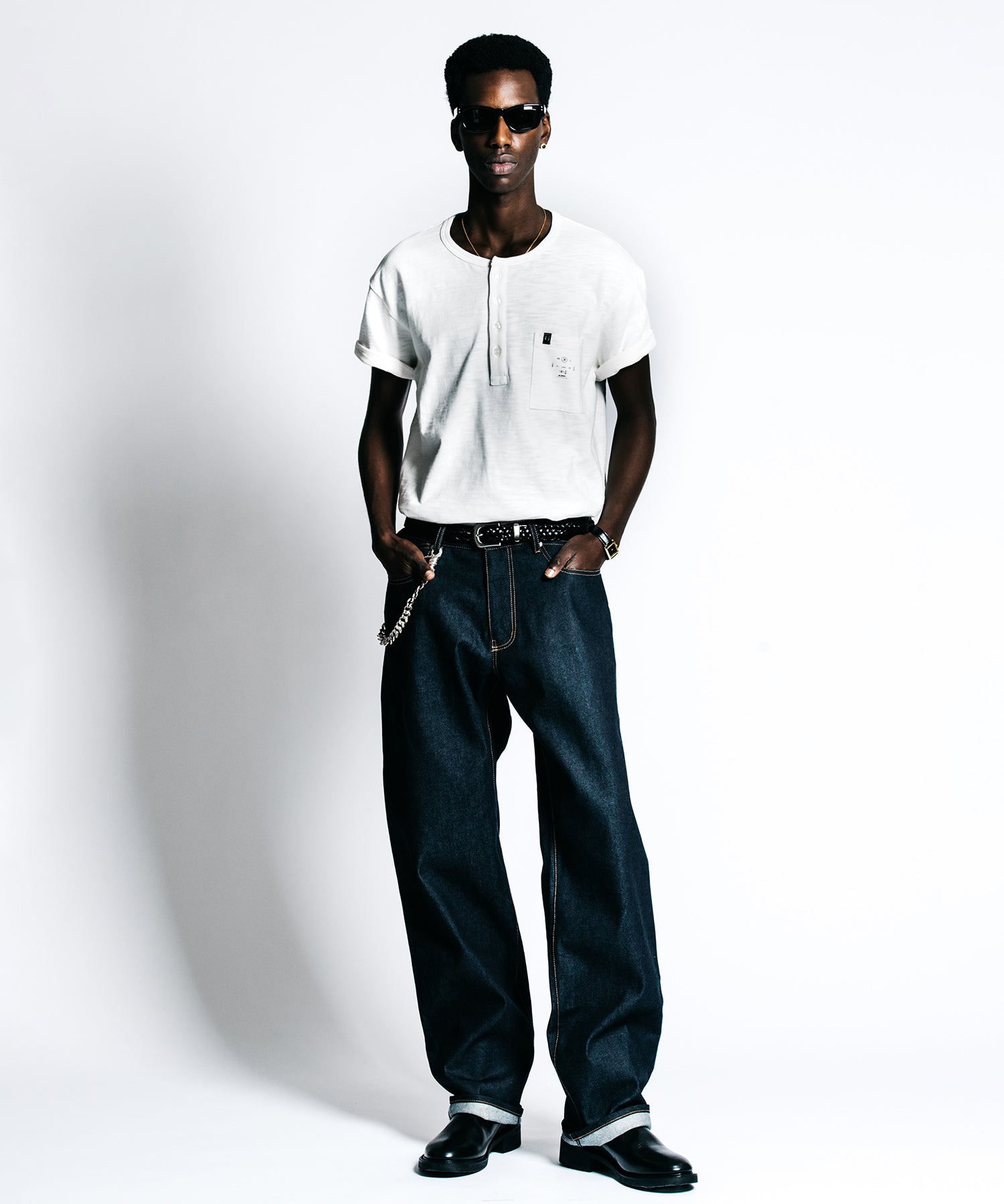 HEAVY OZ SLUB BINDER HENLY NECK POCKET T SHIRT