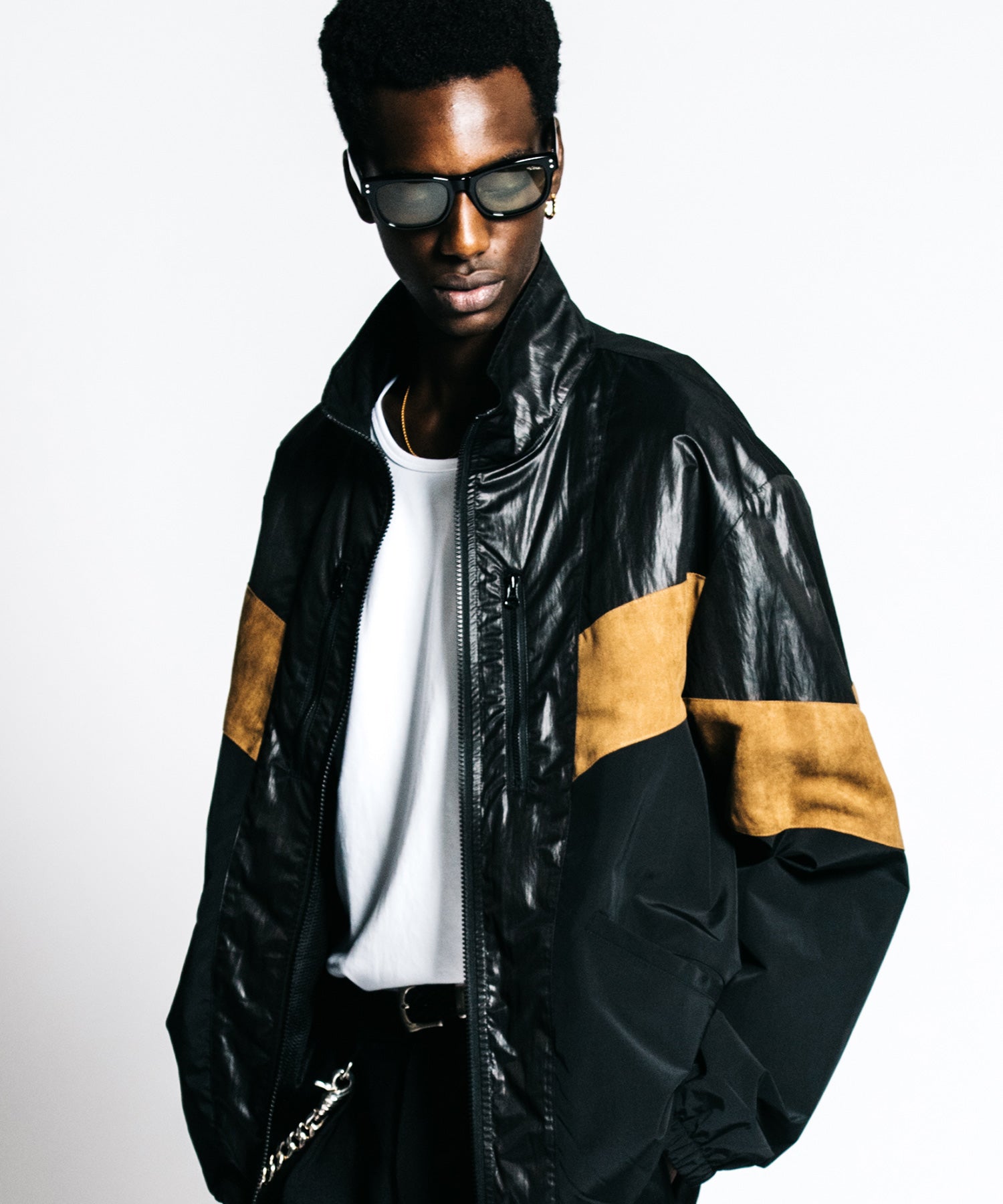 HYBRID TRACK JACKET – LUX FAKE SUEDE PANEL