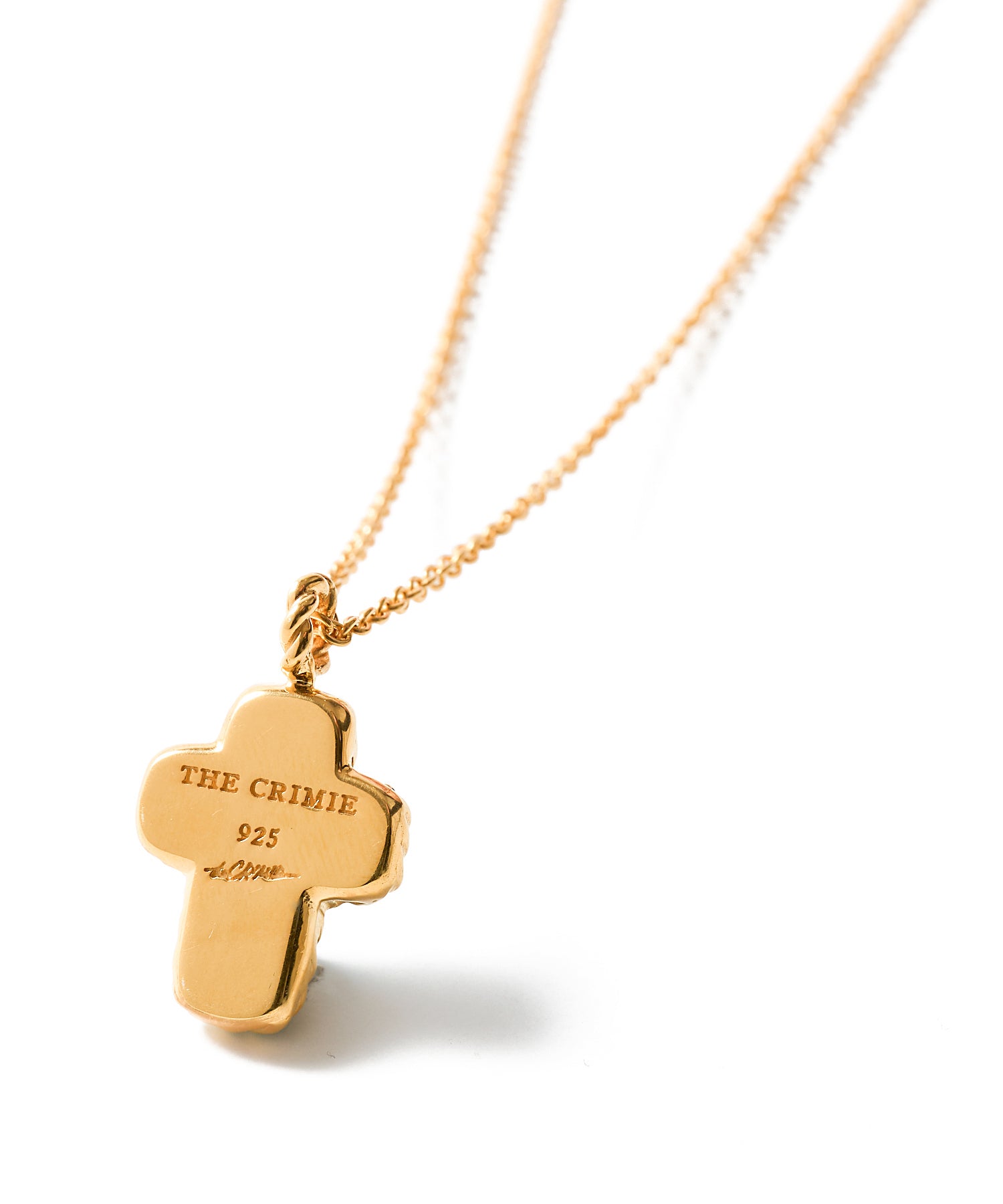 STONE CROSS SILVER NECKLACE 24KDP