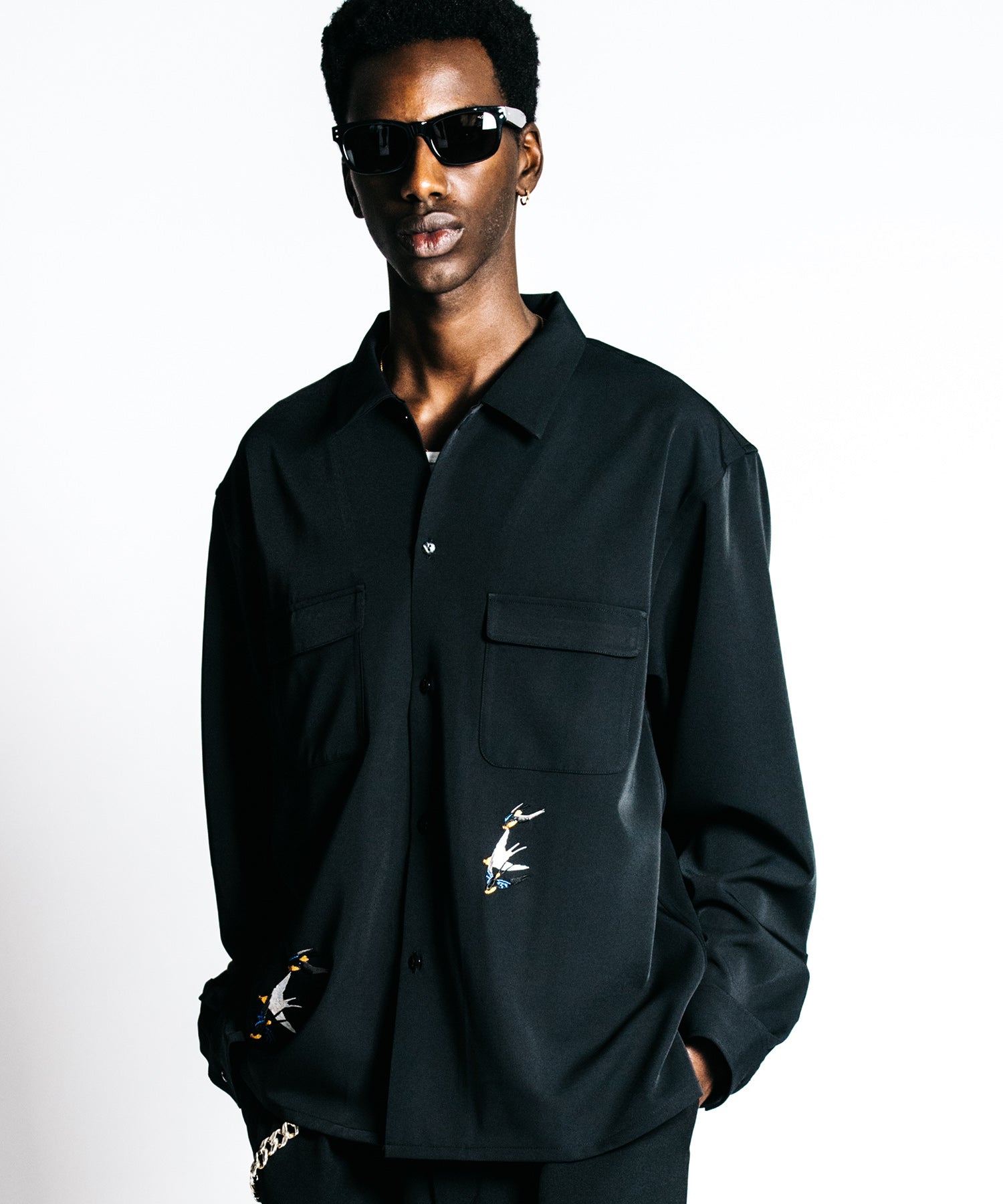 TAILORED SWALLOW EMBROIDERY L/S SHIRT – EASY CARE