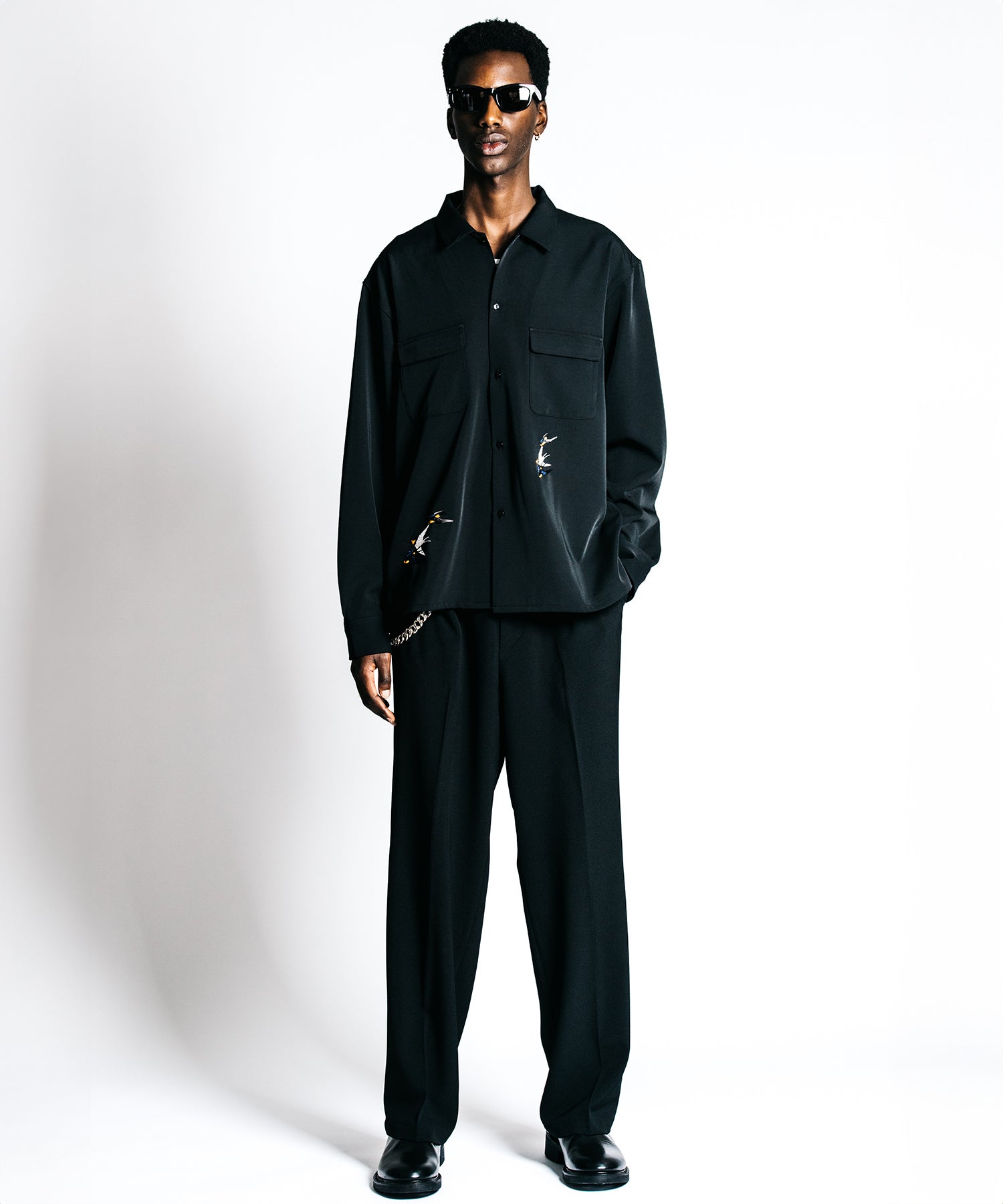 TAILORED SWALLOW EMBROIDERY L/S SHIRT – EASY CARE