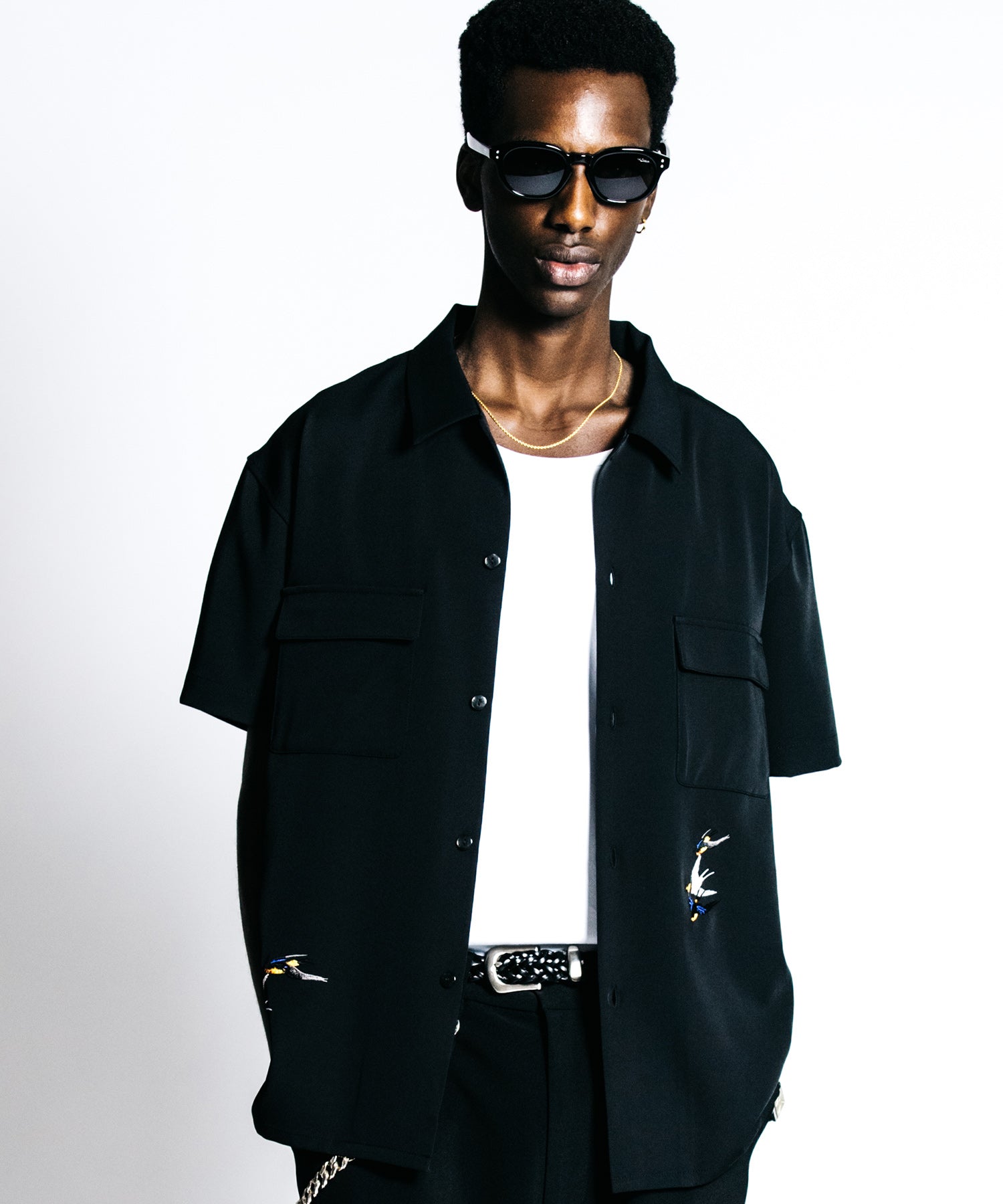 TAILORED SWALLOW EMBROIDERY S/S SHIRT – EASY CARE