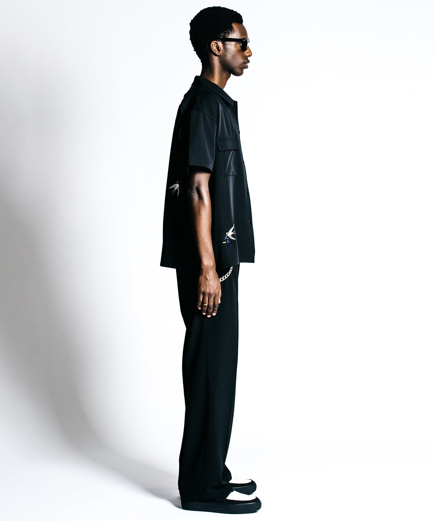 TAILORED SWALLOW EMBROIDERY S/S SHIRT – EASY CARE