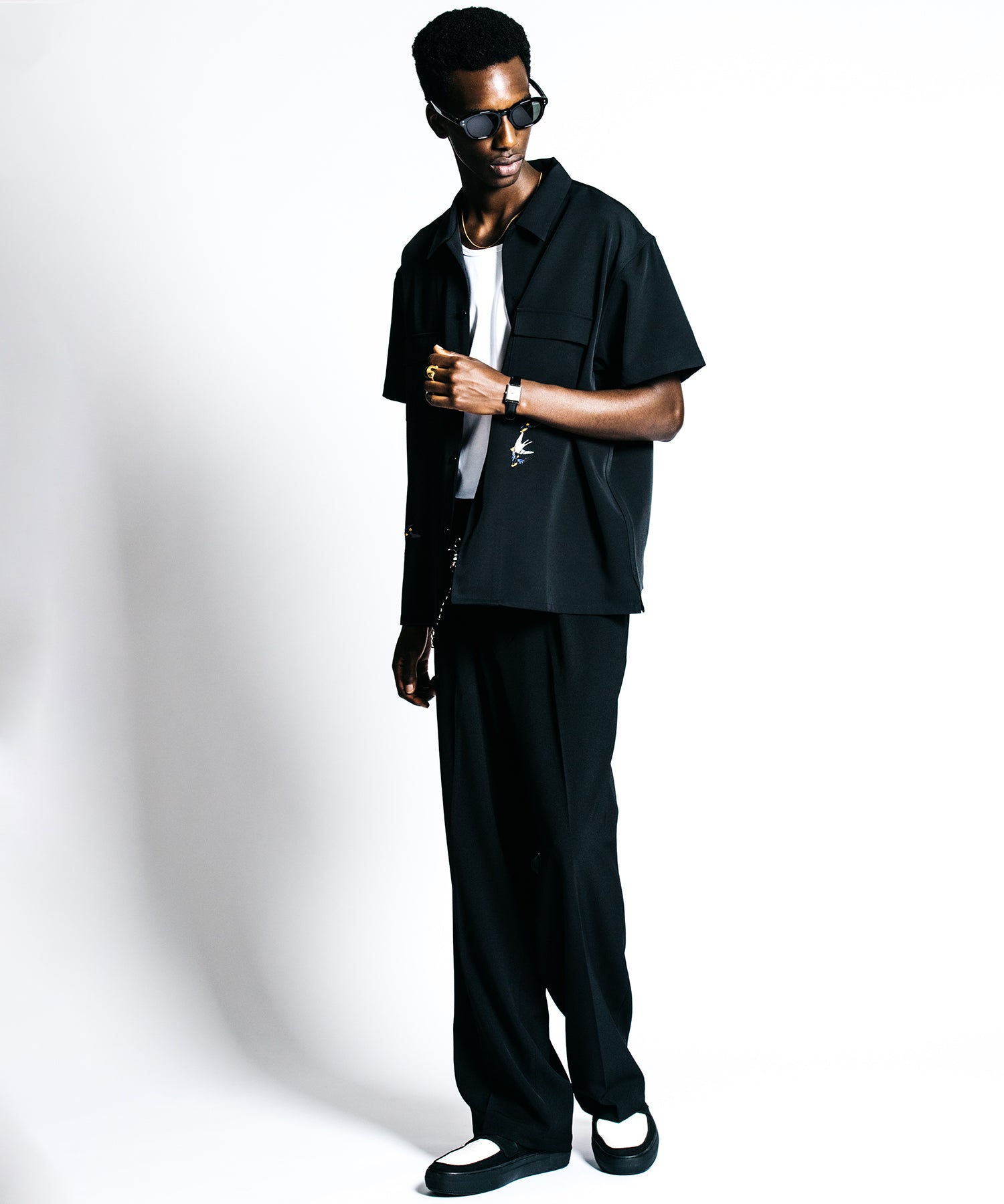 TAILORED SWALLOW EMBROIDERY S/S SHIRT – EASY CARE