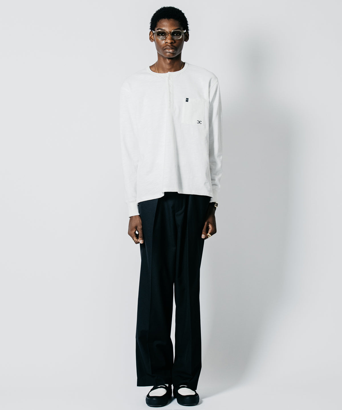 HEAVY OZ SLUB C-CHAIN HENLY NECKT LONG SLEEVE T SHIRT