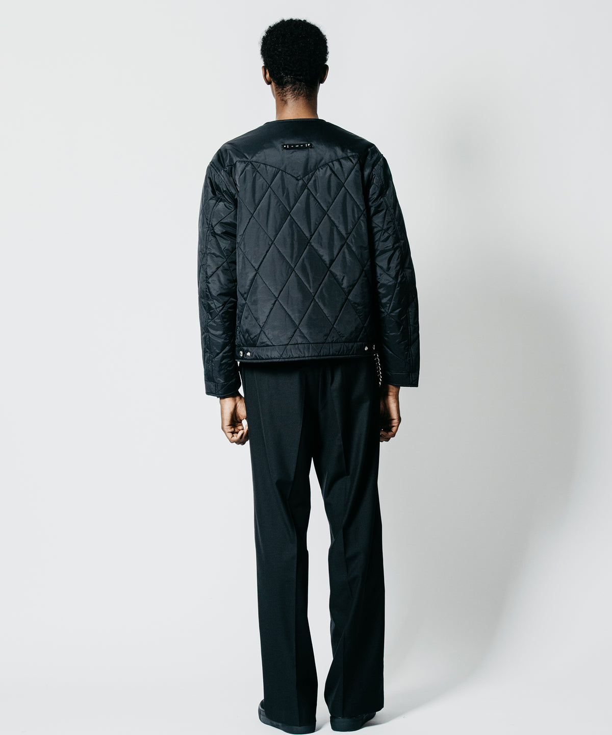 DIAMOND-QUILTED BIKER CARDIGAN JACKET