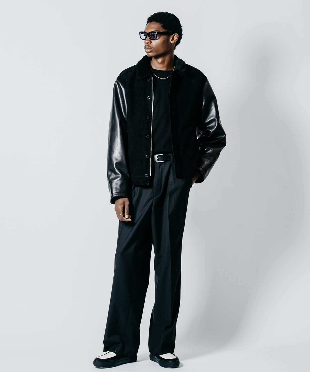 N1 SUEDE COMBINATION LEATHER JACKET WITH ALPACA LINING