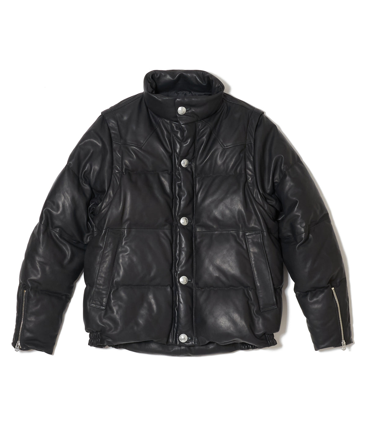 2WAY CONVERTIBLE CONCHO SHEEP LEATHER DOWN JACKET