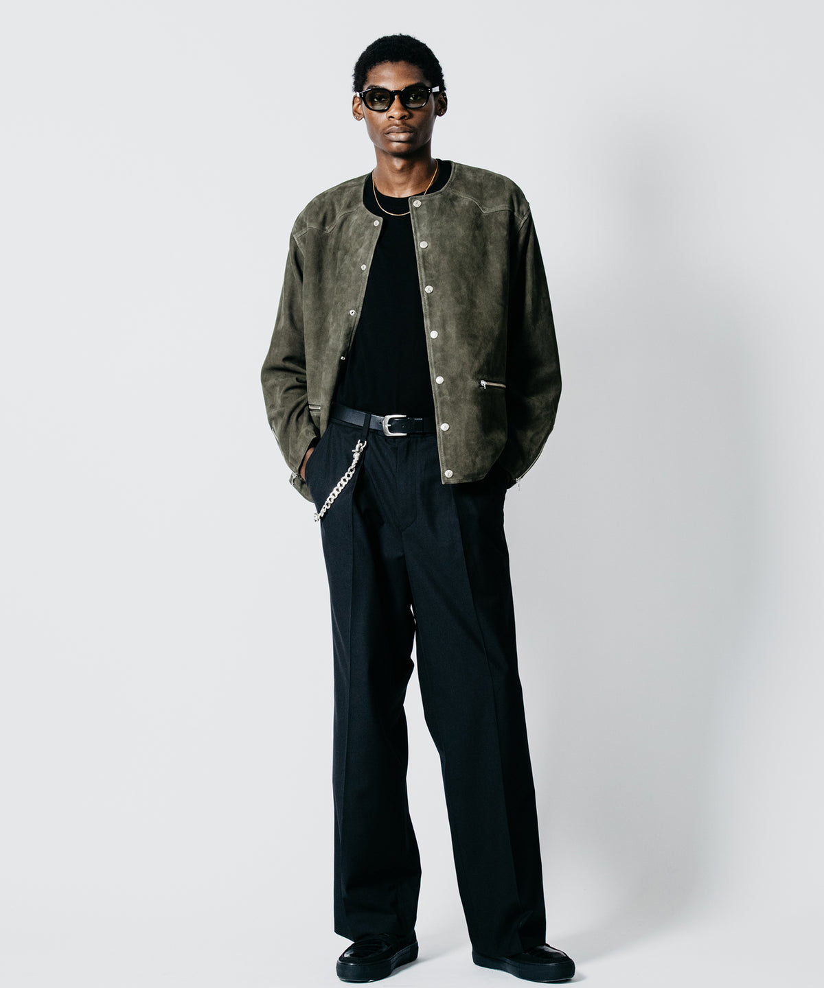 SUEDE LEATHER BIKER CARDIGAN