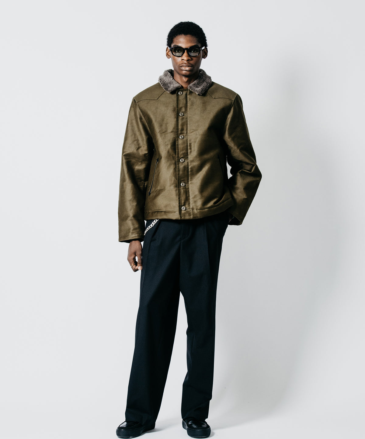 N1 LEATHER PIPING WESTERN YOKE JACKET WITH ALPACA LINING