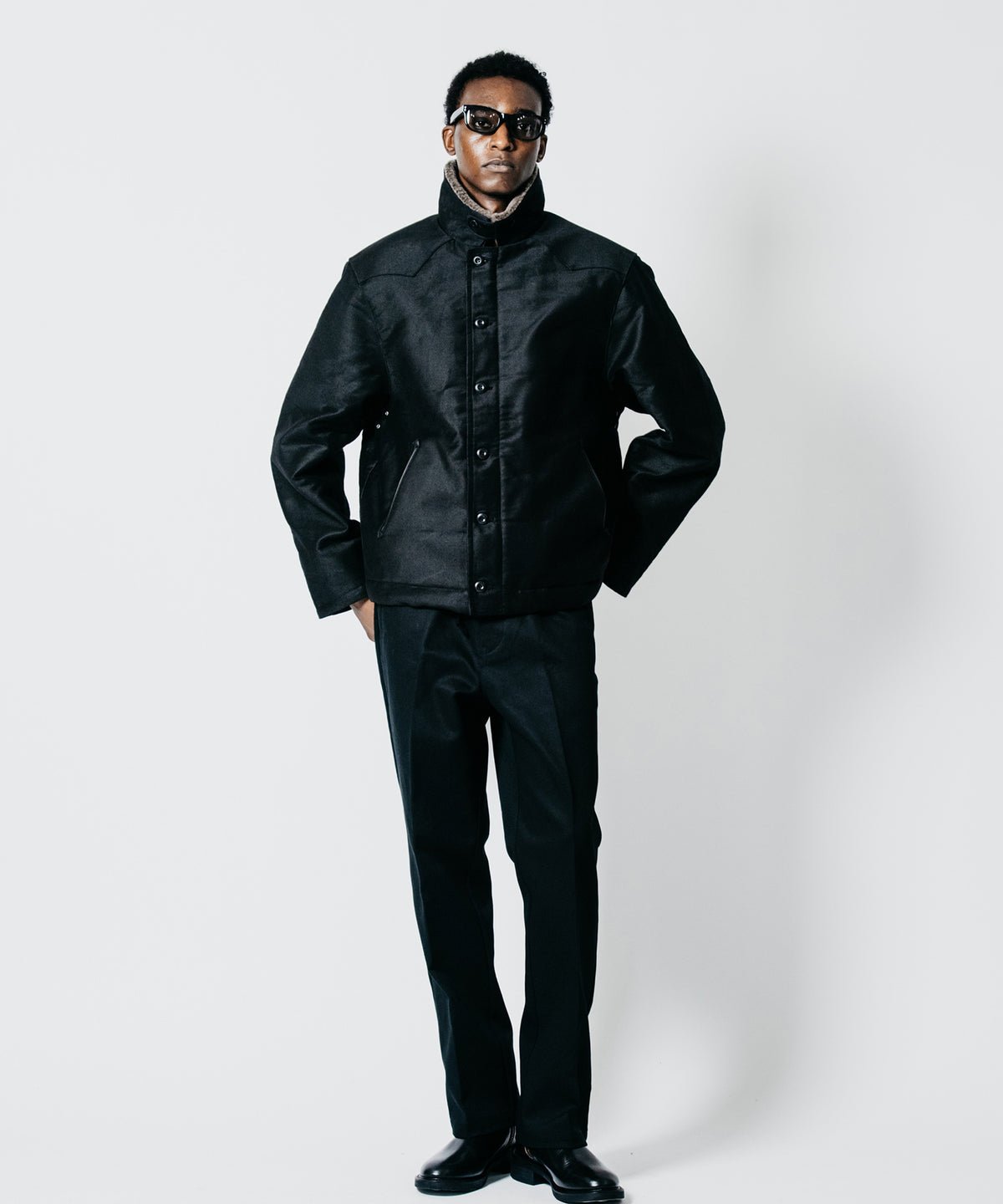 N1 LEATHER PIPING WESTERN YOKE JACKET WITH ALPACA LINING