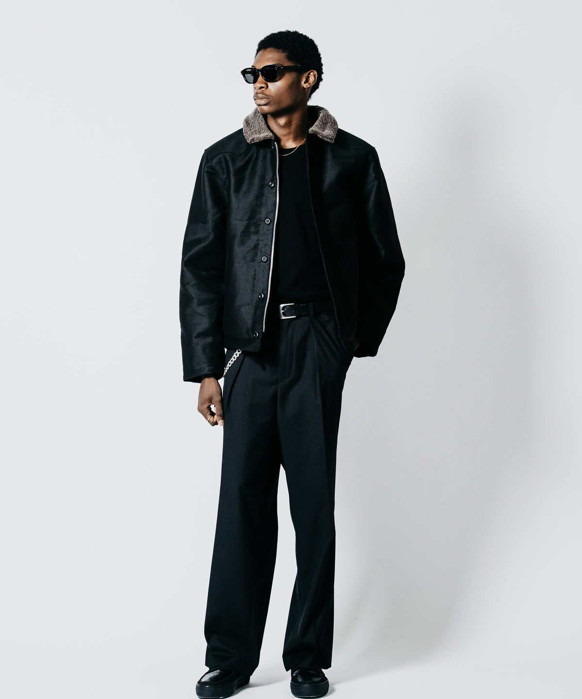 N1 LEATHER PIPING WESTERN YOKE JACKET WITH ALPACA LINING