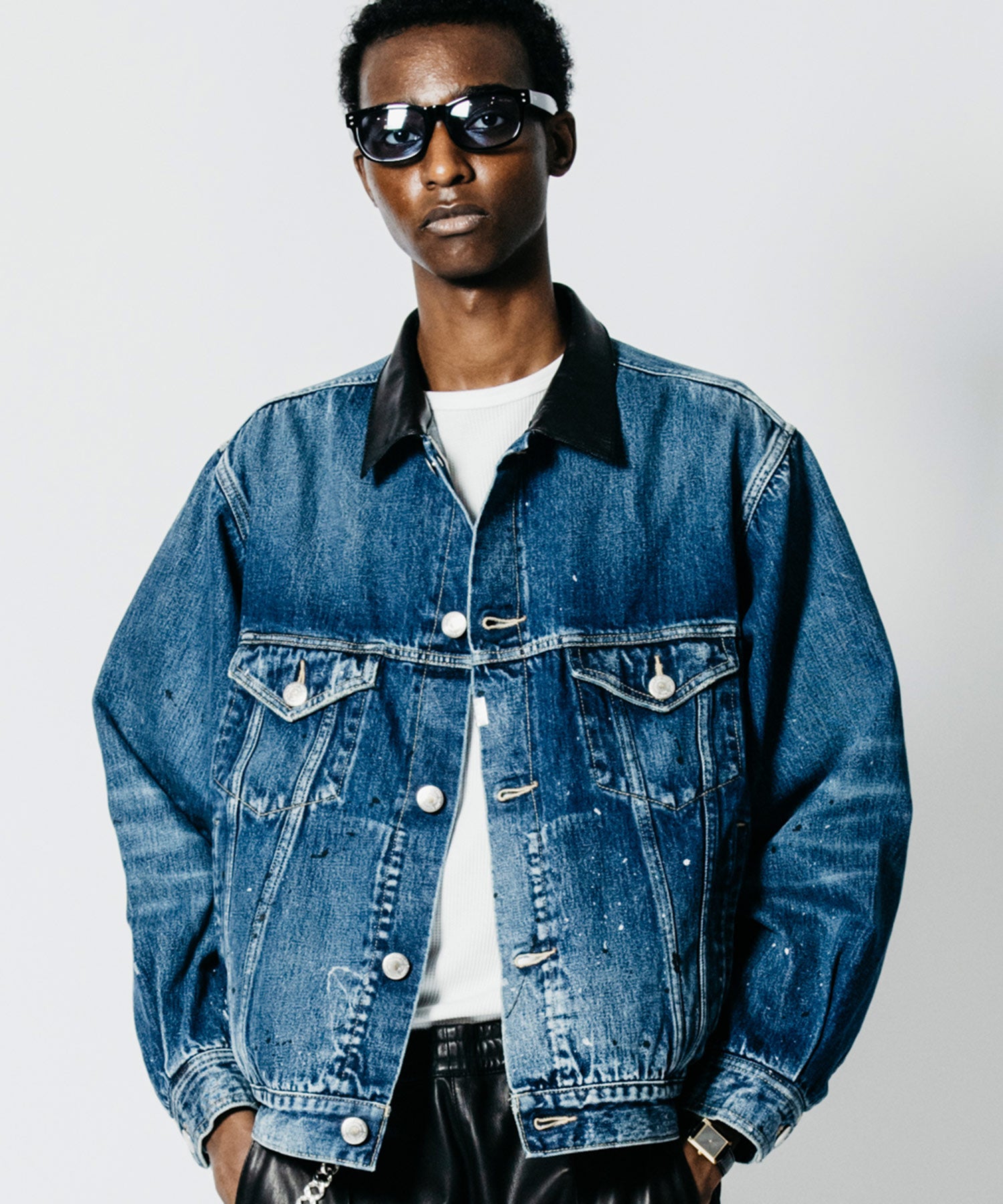 BRON FREE SELVEDGE GARAGE USED DENIM TYPE III JACKET - INDIGO MADE IN