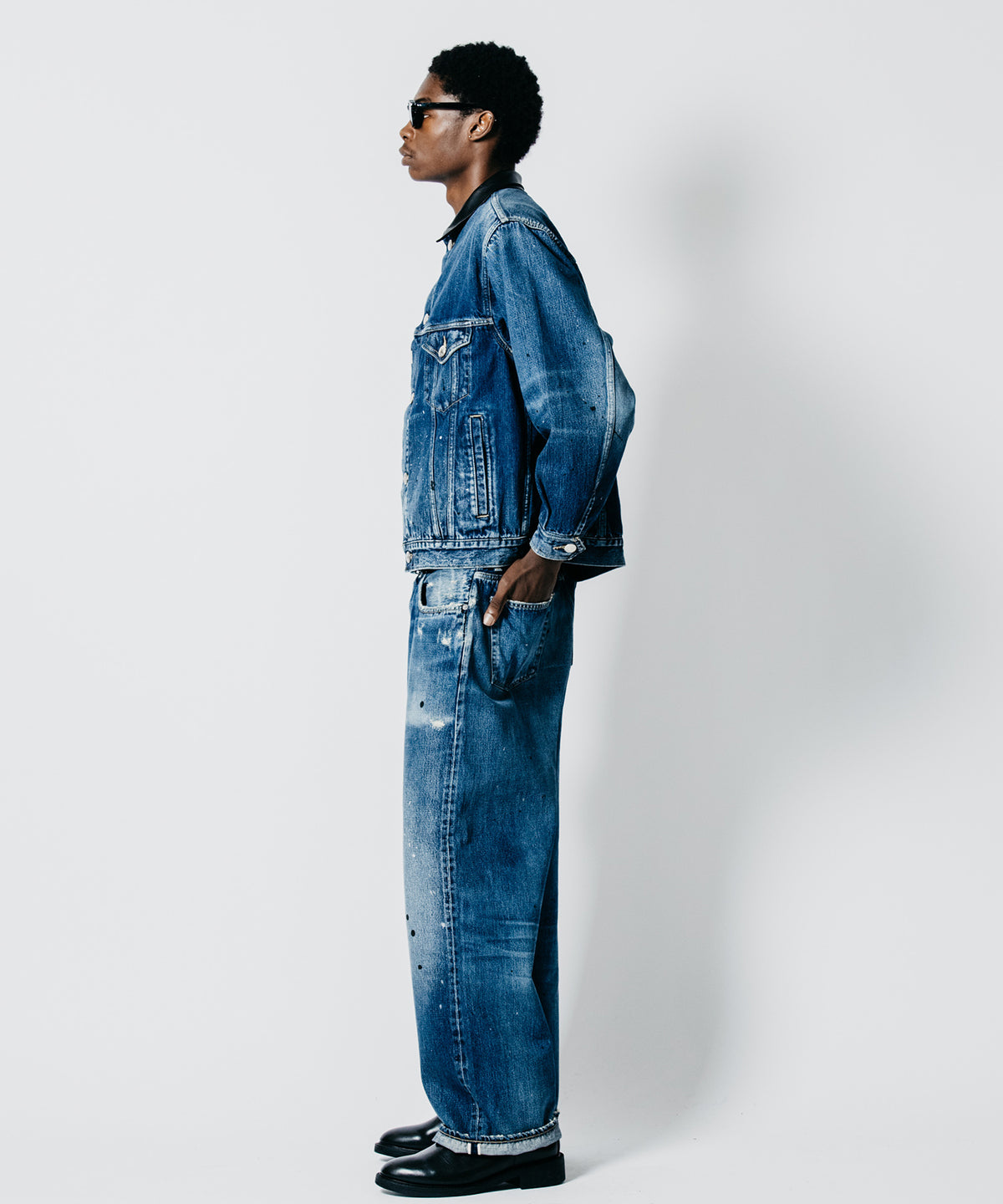 BRON FREE SELVEDGE GARAGE USED DENIM TYPE III JACKET - INDIGO MADE IN JAPAN