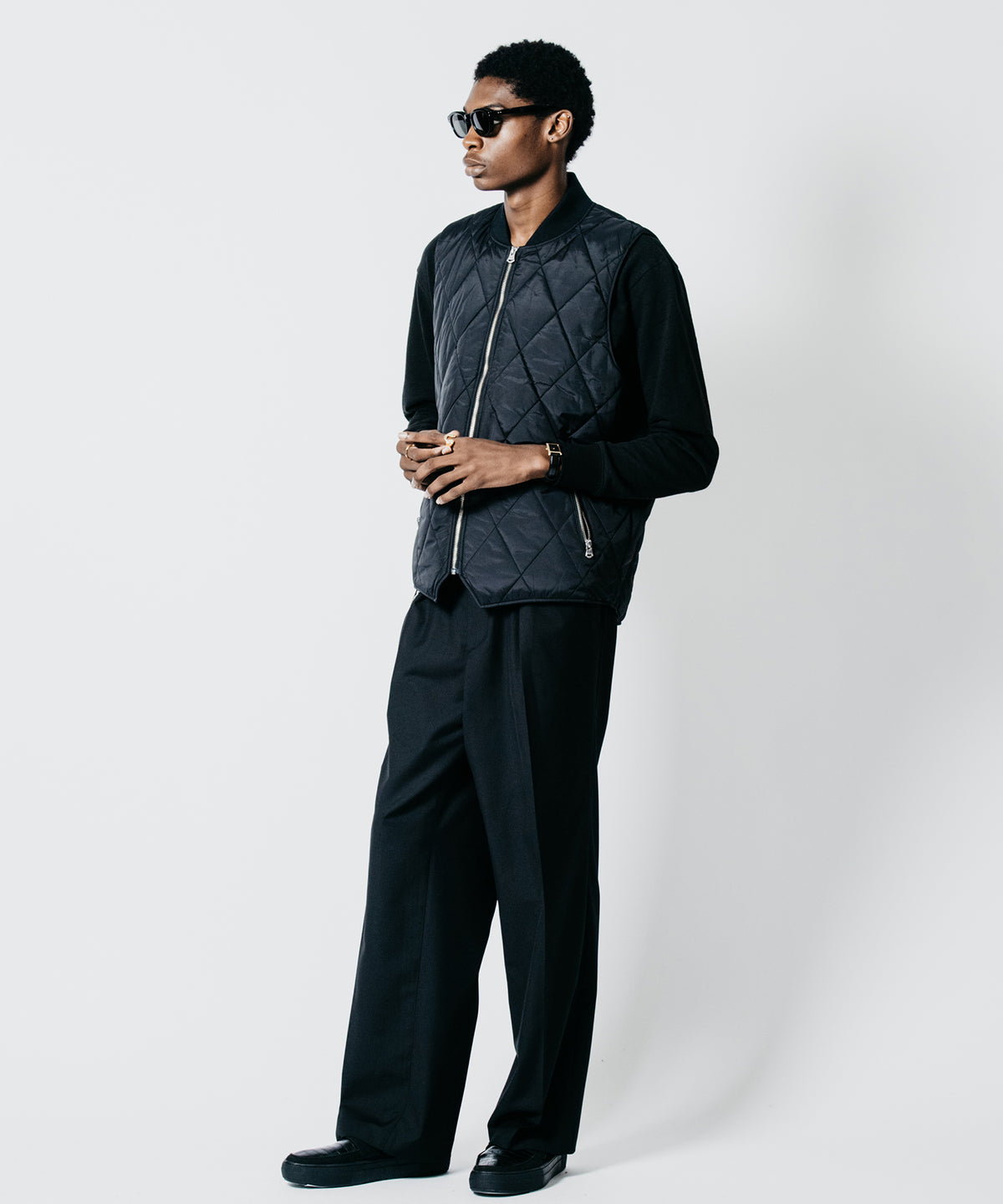 DIAMOND-QUILTED ZIP VEST