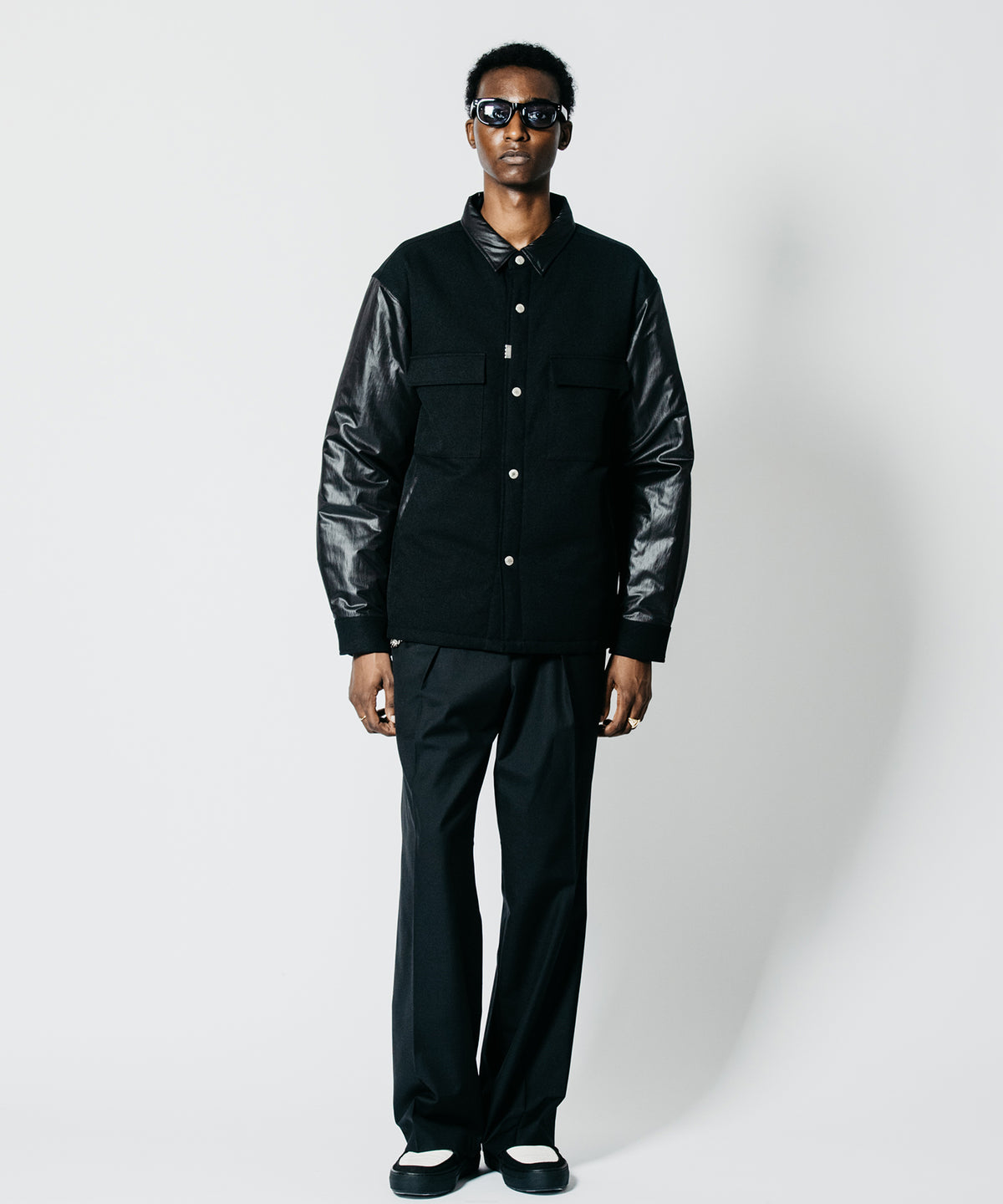WOOL-BLEND SNAP SHIRT JACKET