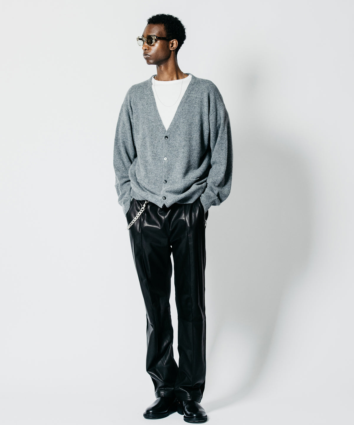 SHEEP COMBINATION LEATHER TRACK PANTS
