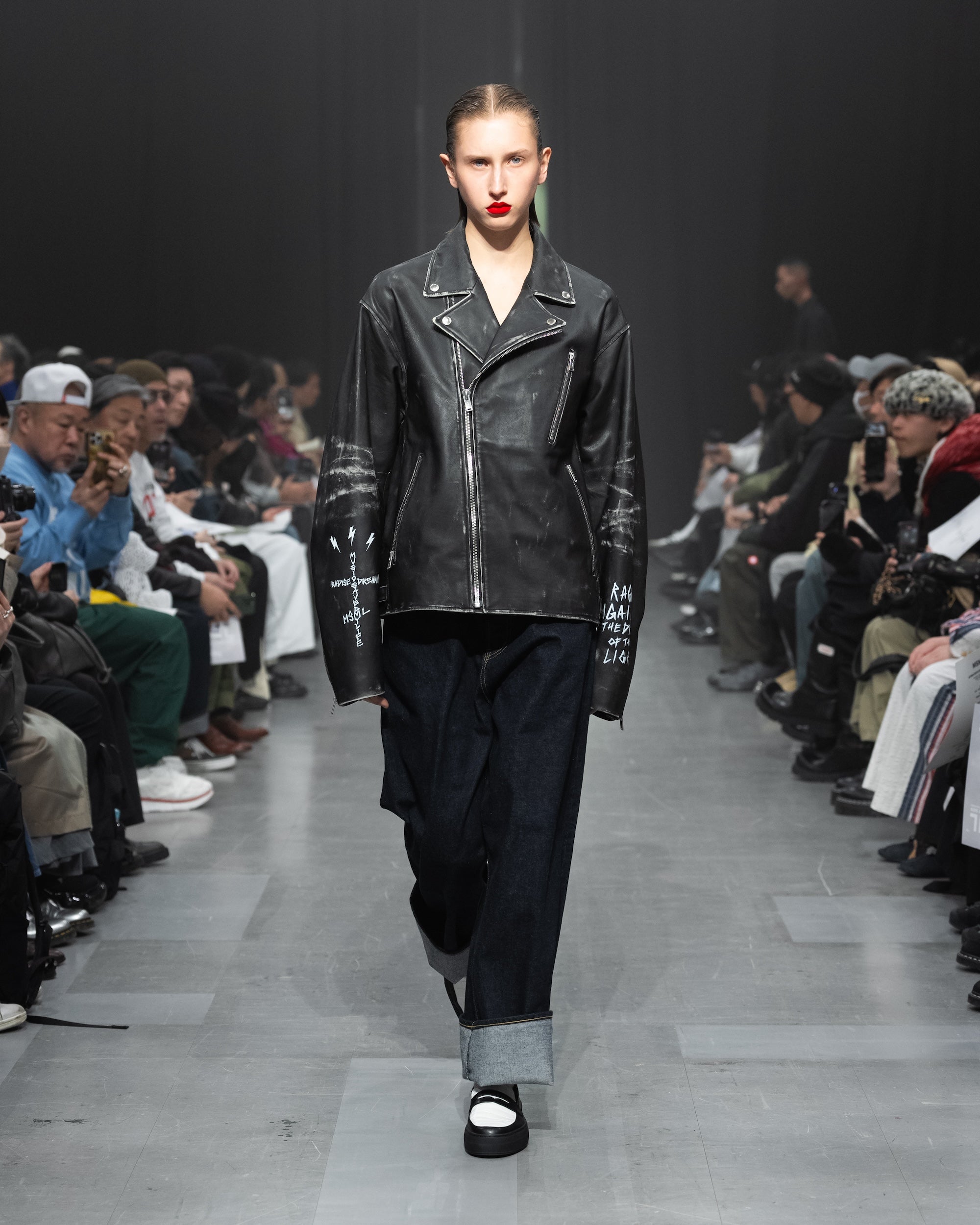 GRAPHIC RIDERS JACKET COW LEATHER