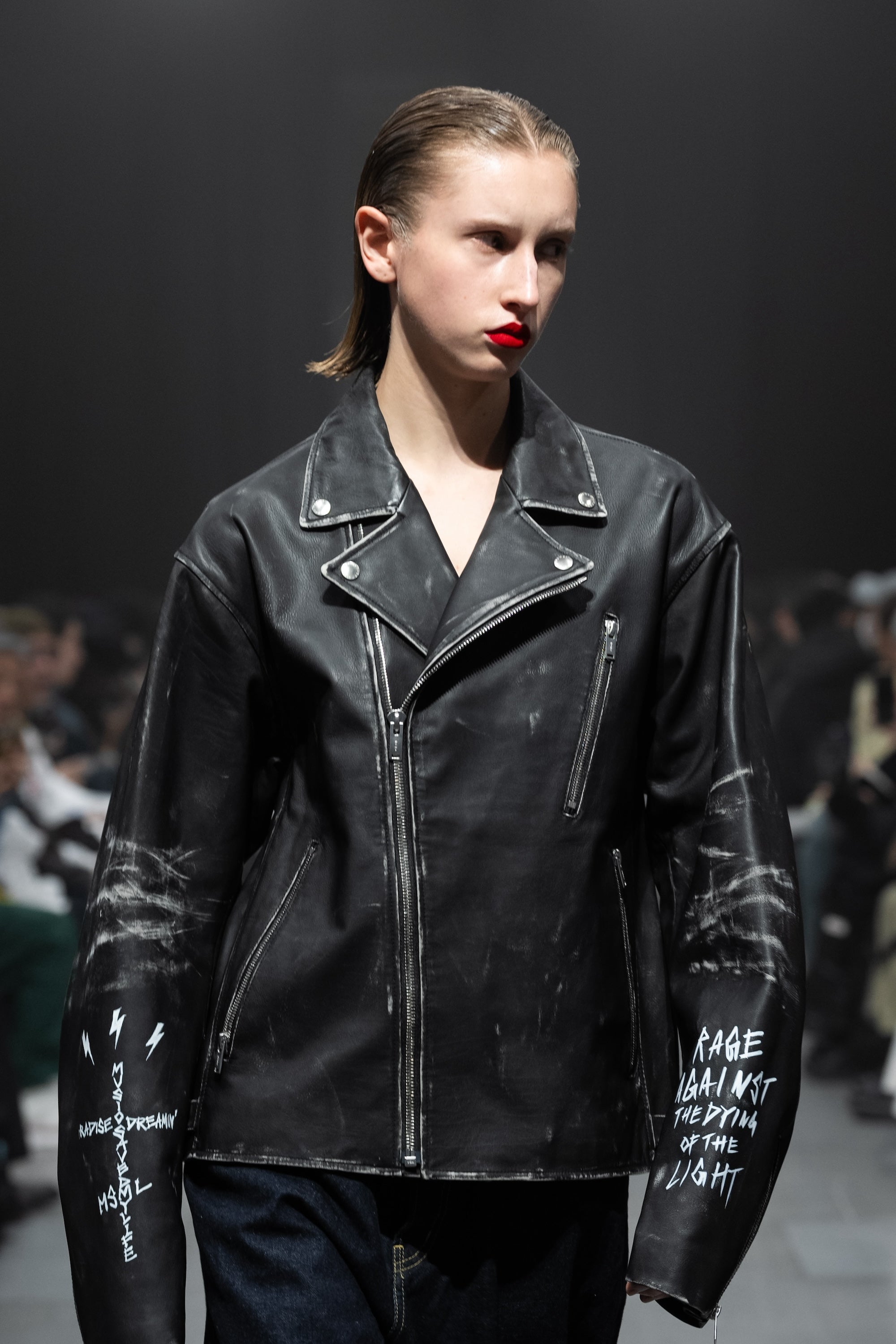 GRAPHIC RIDERS JACKET COW LEATHER