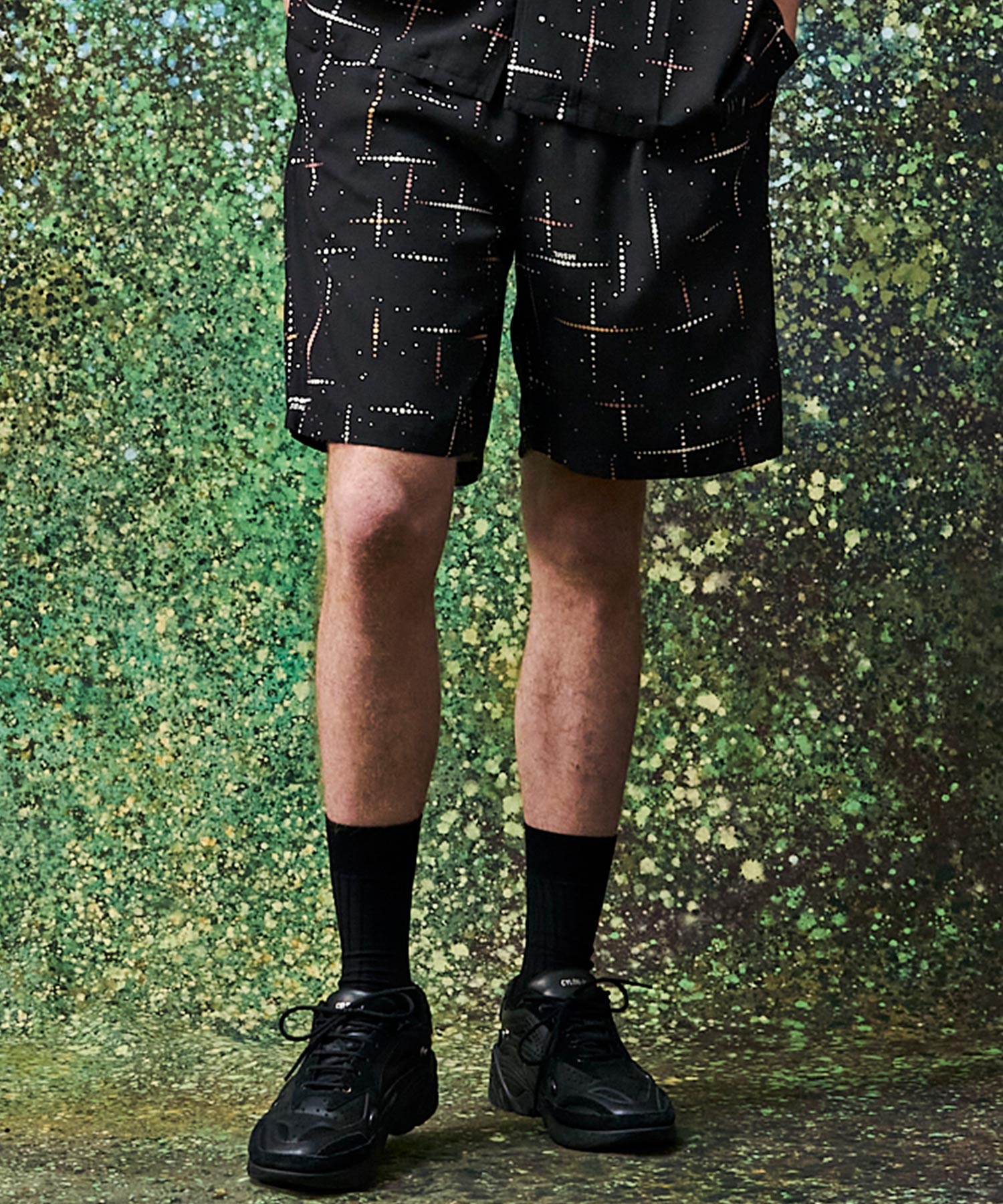 KASURI CROSS PRINTED RAYON SHORTS