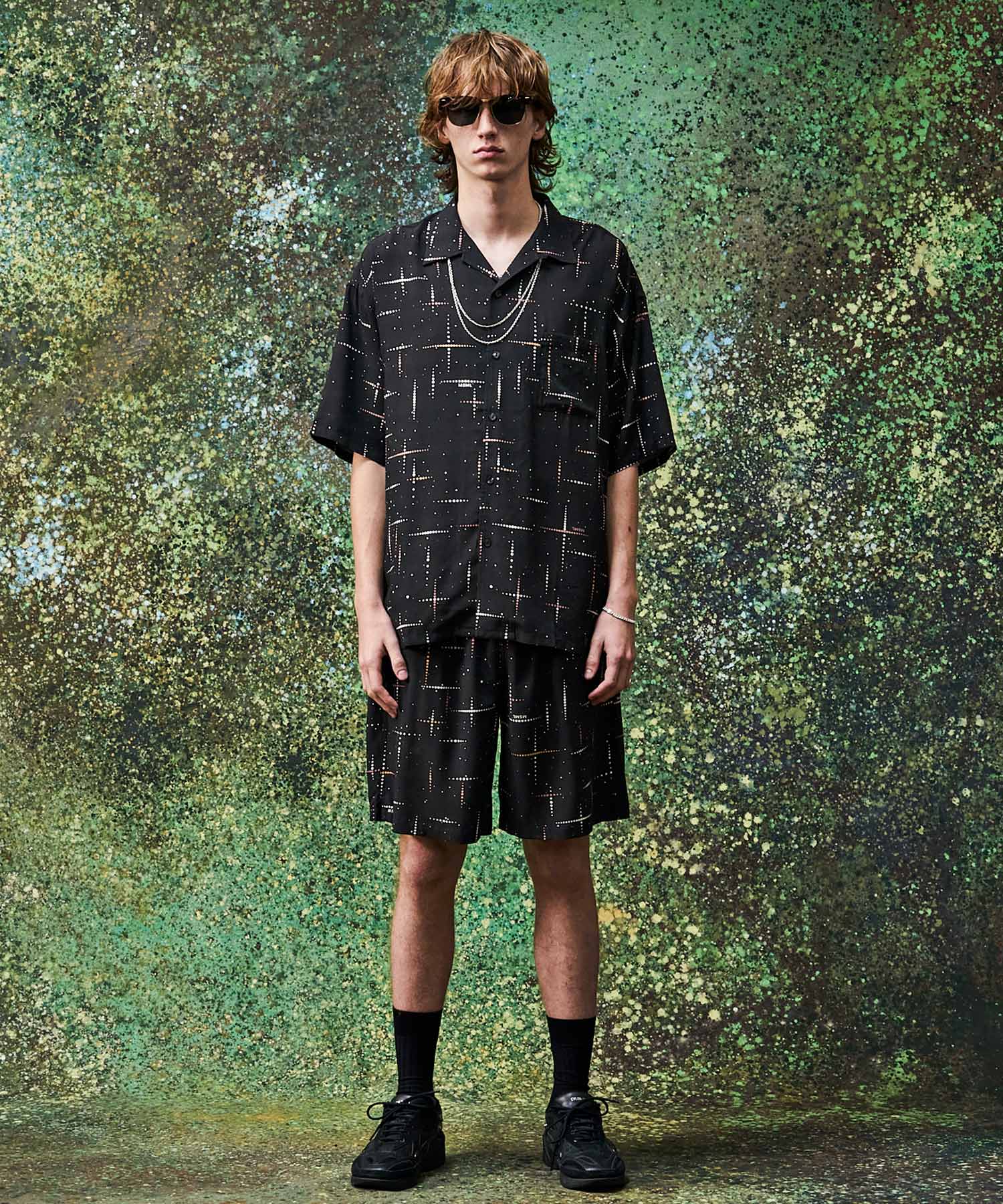 KASURI CROSS PRINTED RAYON SHORTS