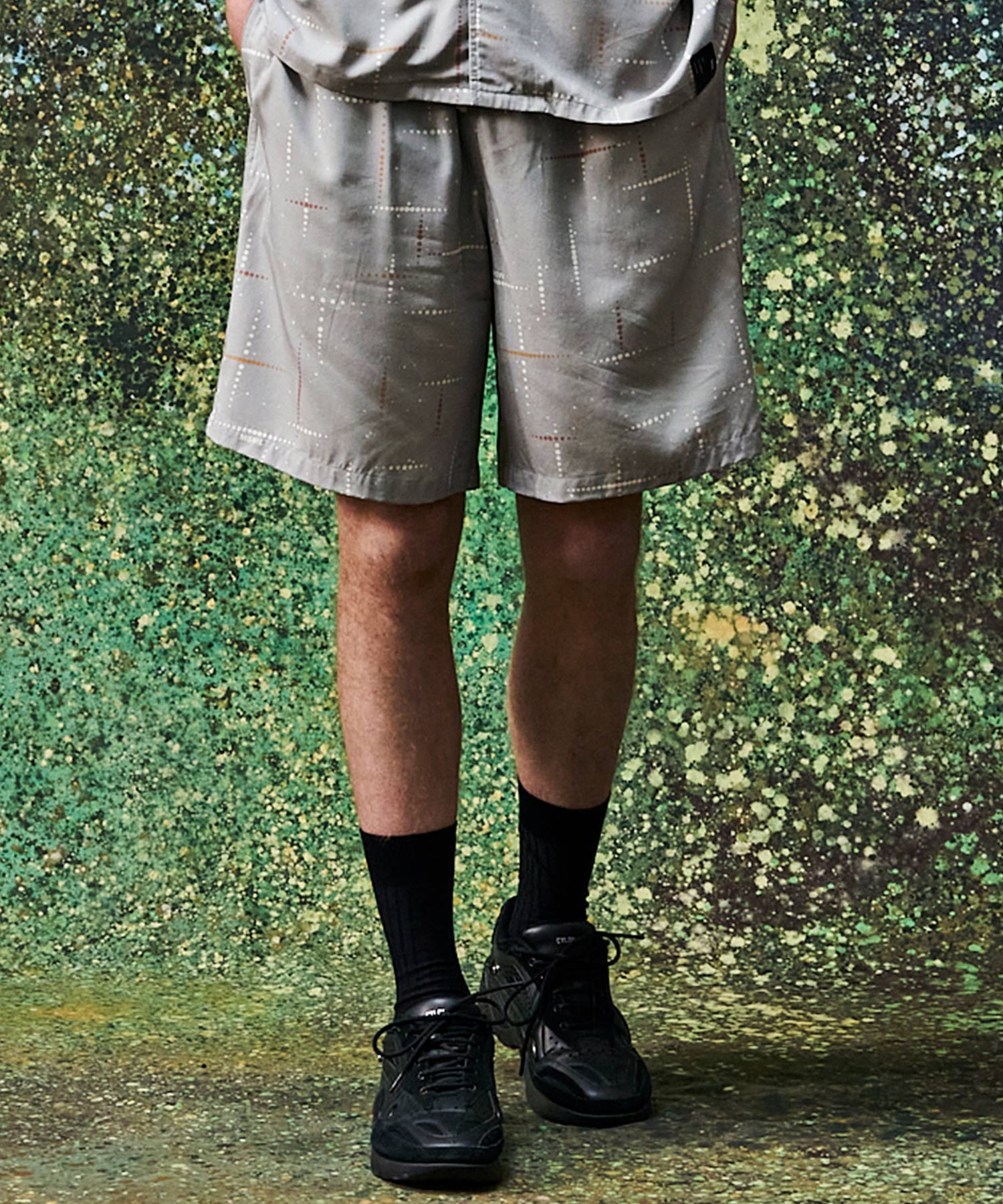 KASURI CROSS PRINTED RAYON SHORTS