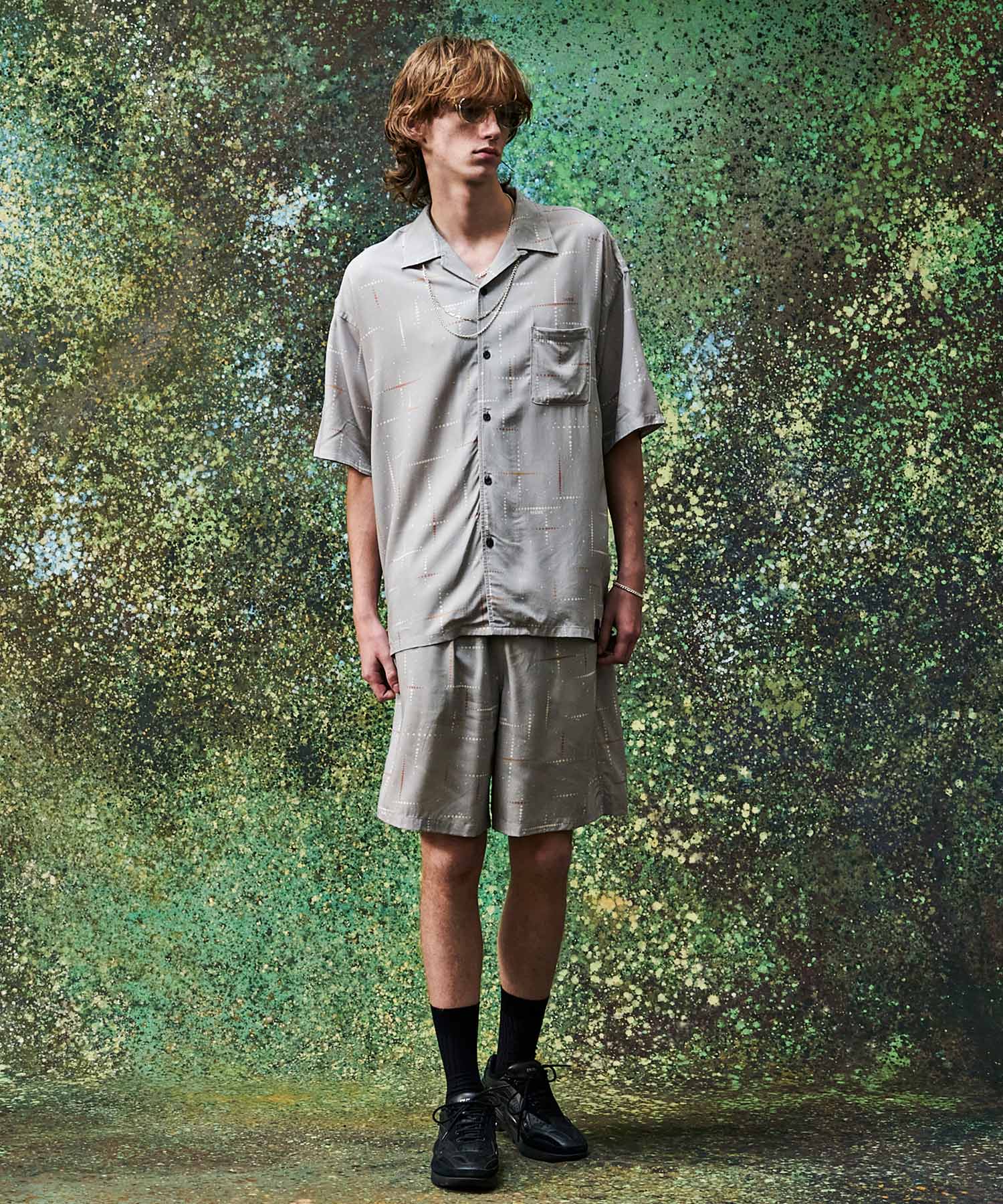 KASURI CROSS PRINTED RAYON SHORTS