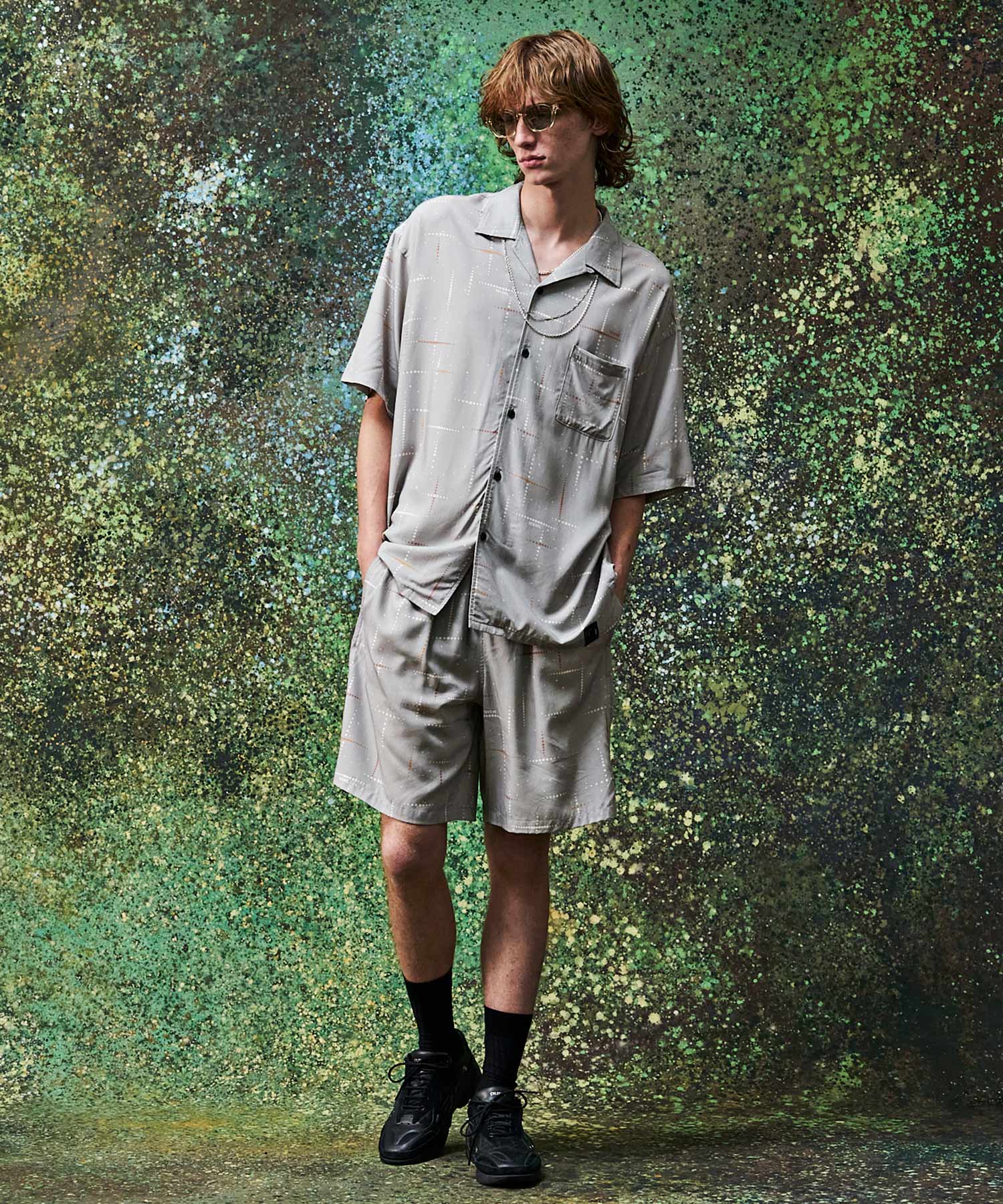 KASURI CROSS PRINTED RAYON SHORTS