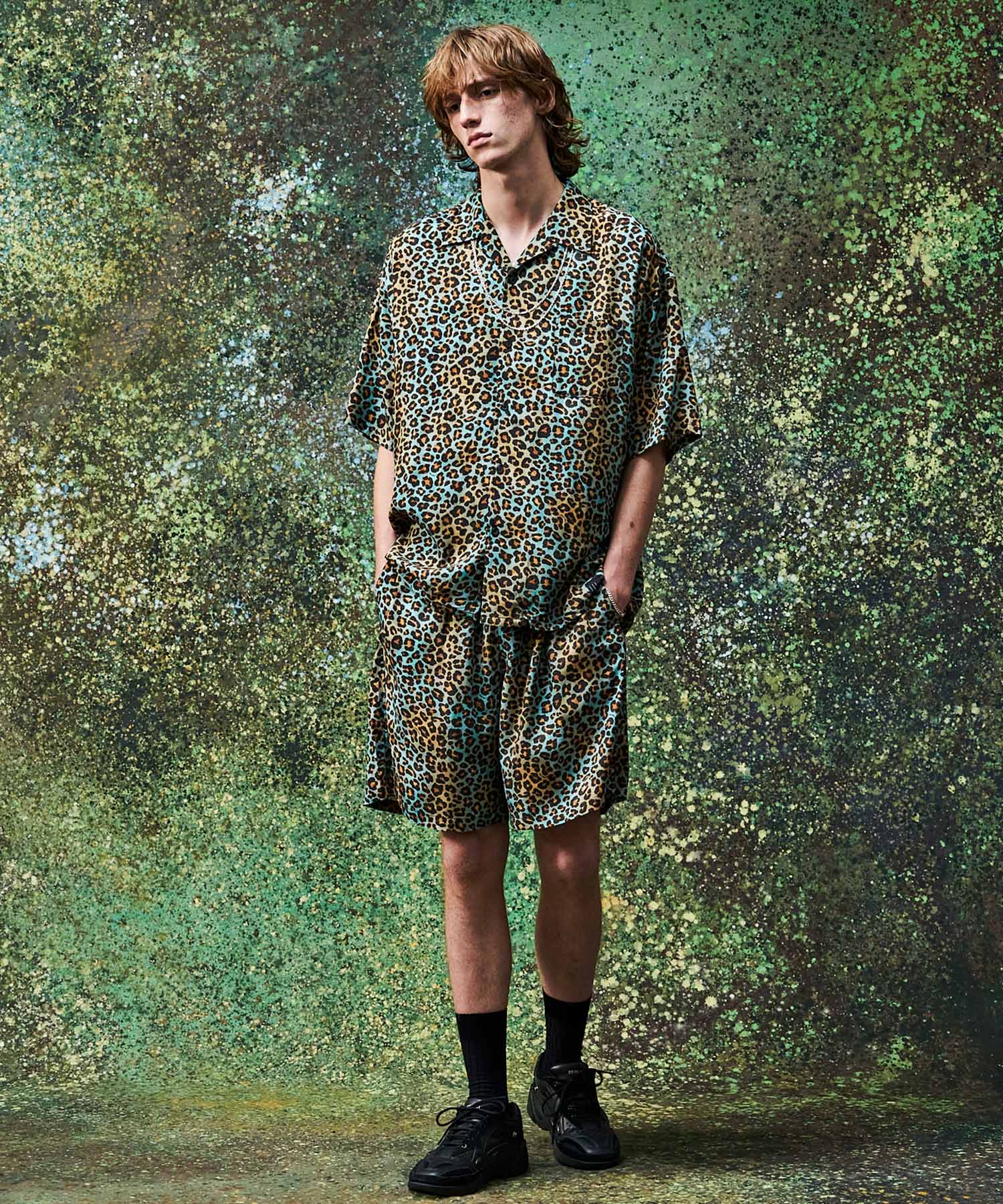LEOPARD OPEN COLLAR SHORT SLEEVE SHIRTS