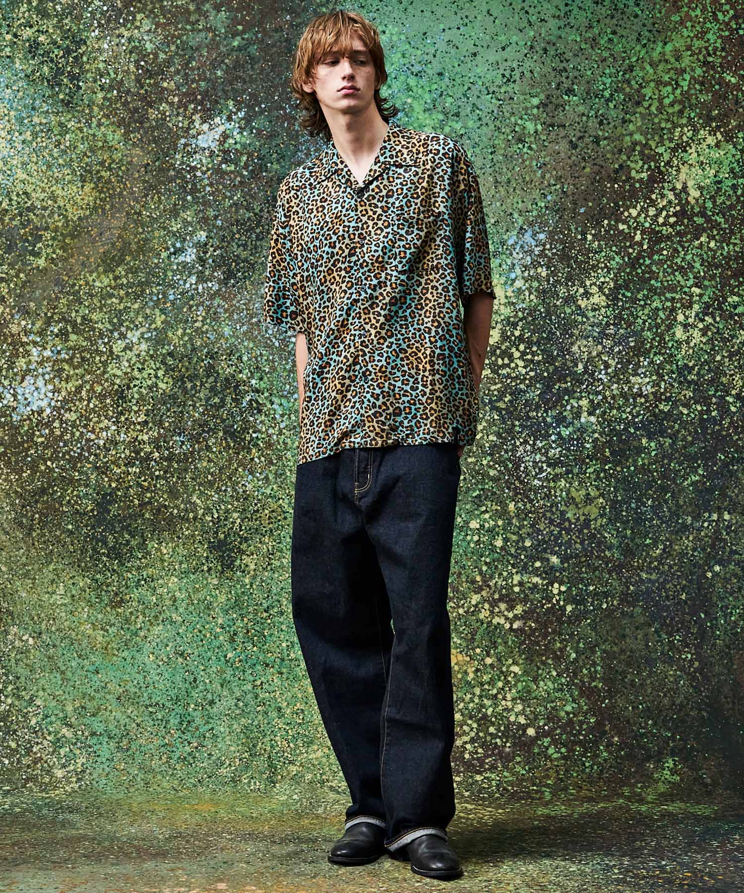 LEOPARD OPEN COLLAR SHORT SLEEVE SHIRTS