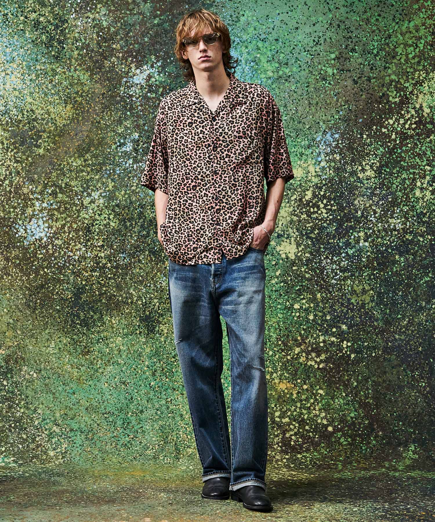 LEOPARD OPEN COLLAR SHORT SLEEVE SHIRTS