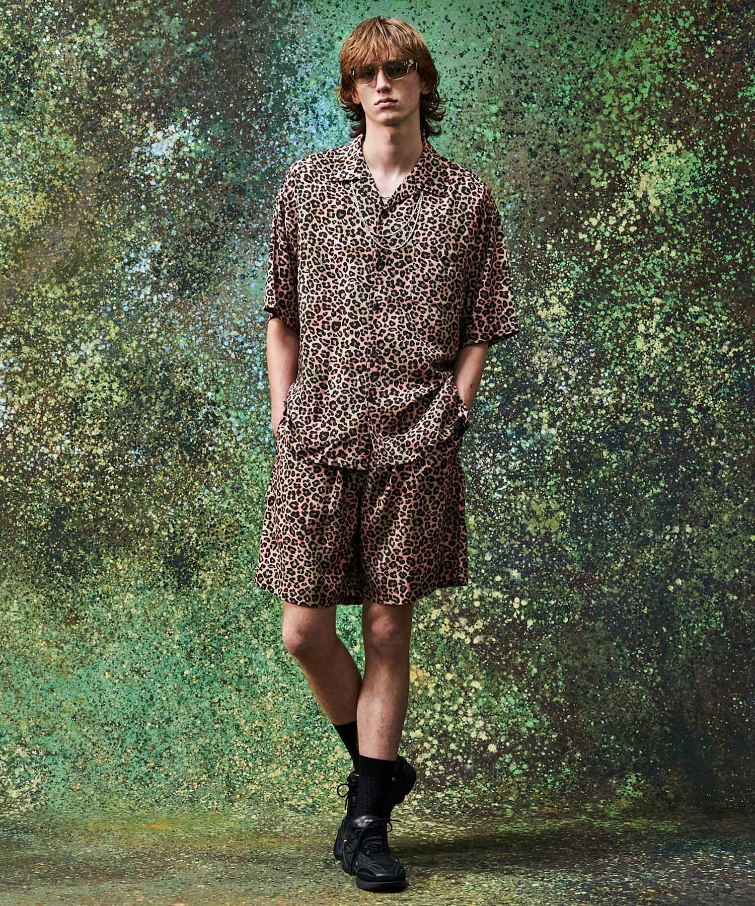 LEOPARD OPEN COLLAR SHORT SLEEVE SHIRTS