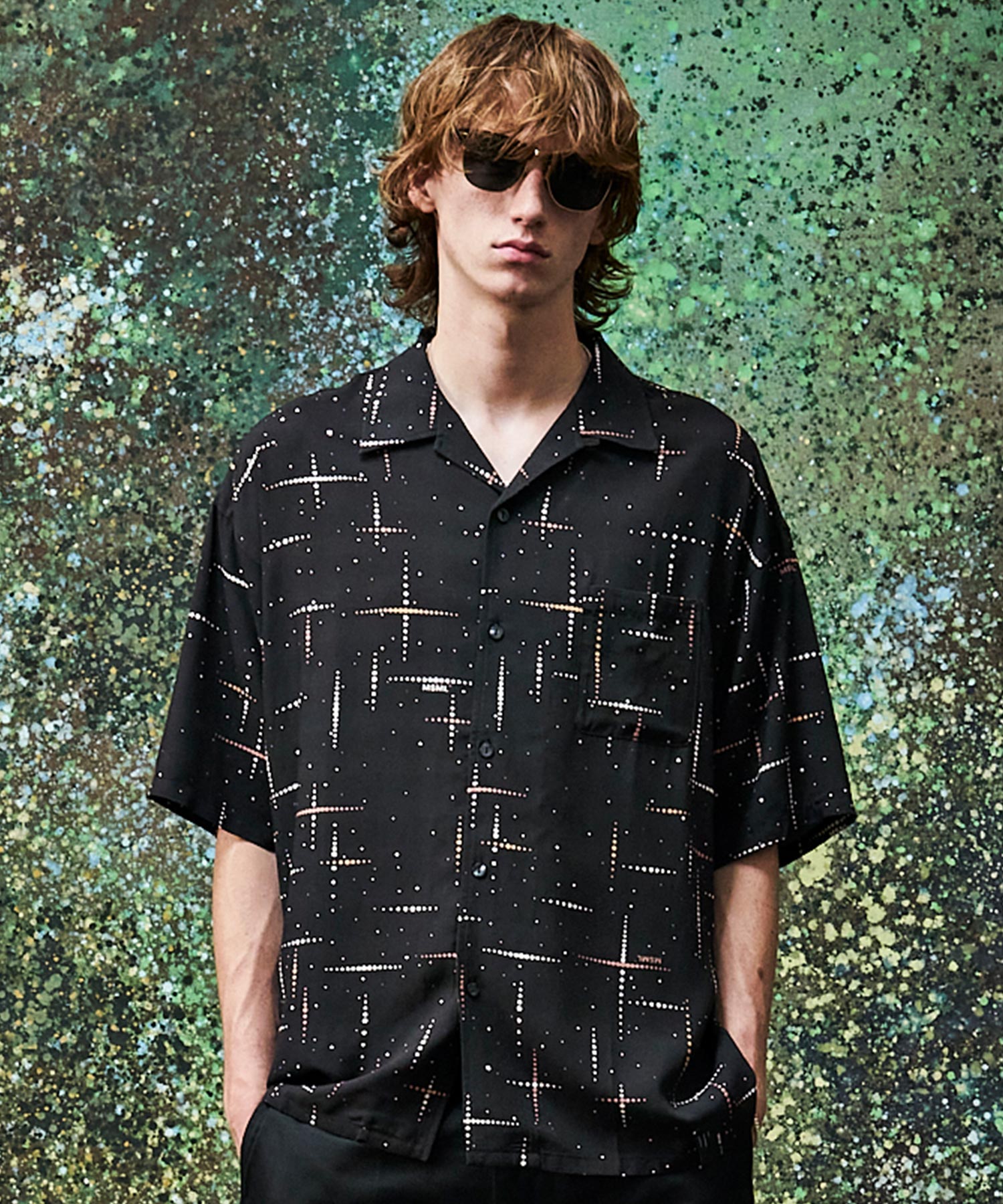 KASURI CROSS PRINTED OPEN COLLAR SHORT SLEEVE SHIRTS