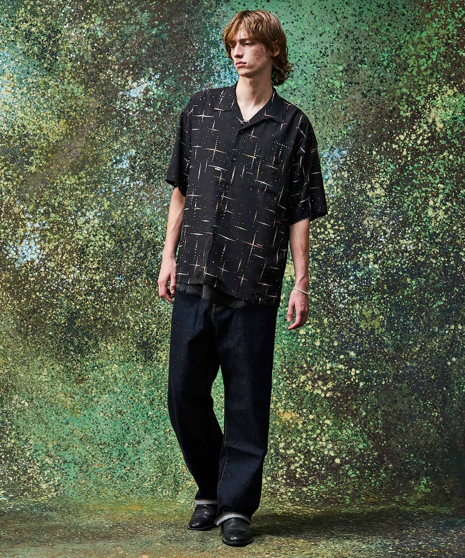 KASURI CROSS PRINTED OPEN COLLAR SHORT SLEEVE SHIRTS
