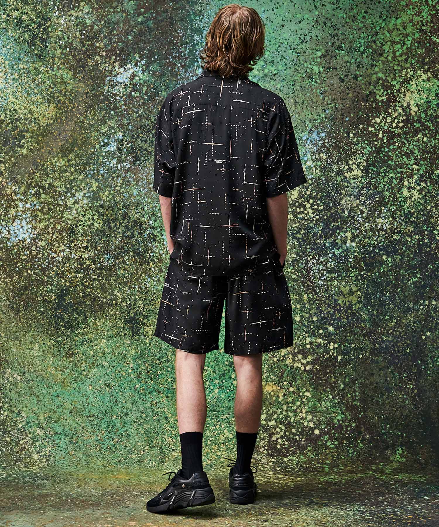 KASURI CROSS PRINTED OPEN COLLAR SHORT SLEEVE SHIRTS