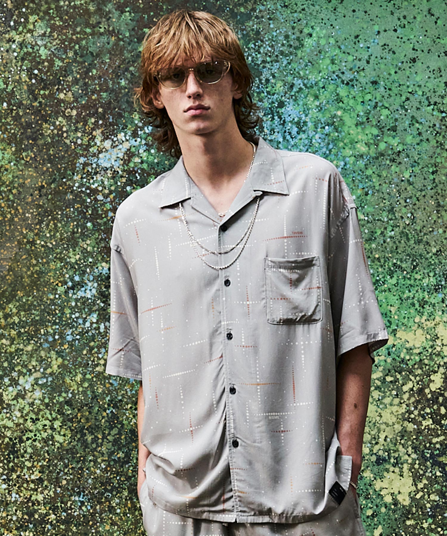 KASURI CROSS PRINTED OPEN COLLAR SHORT SLEEVE SHIRTS