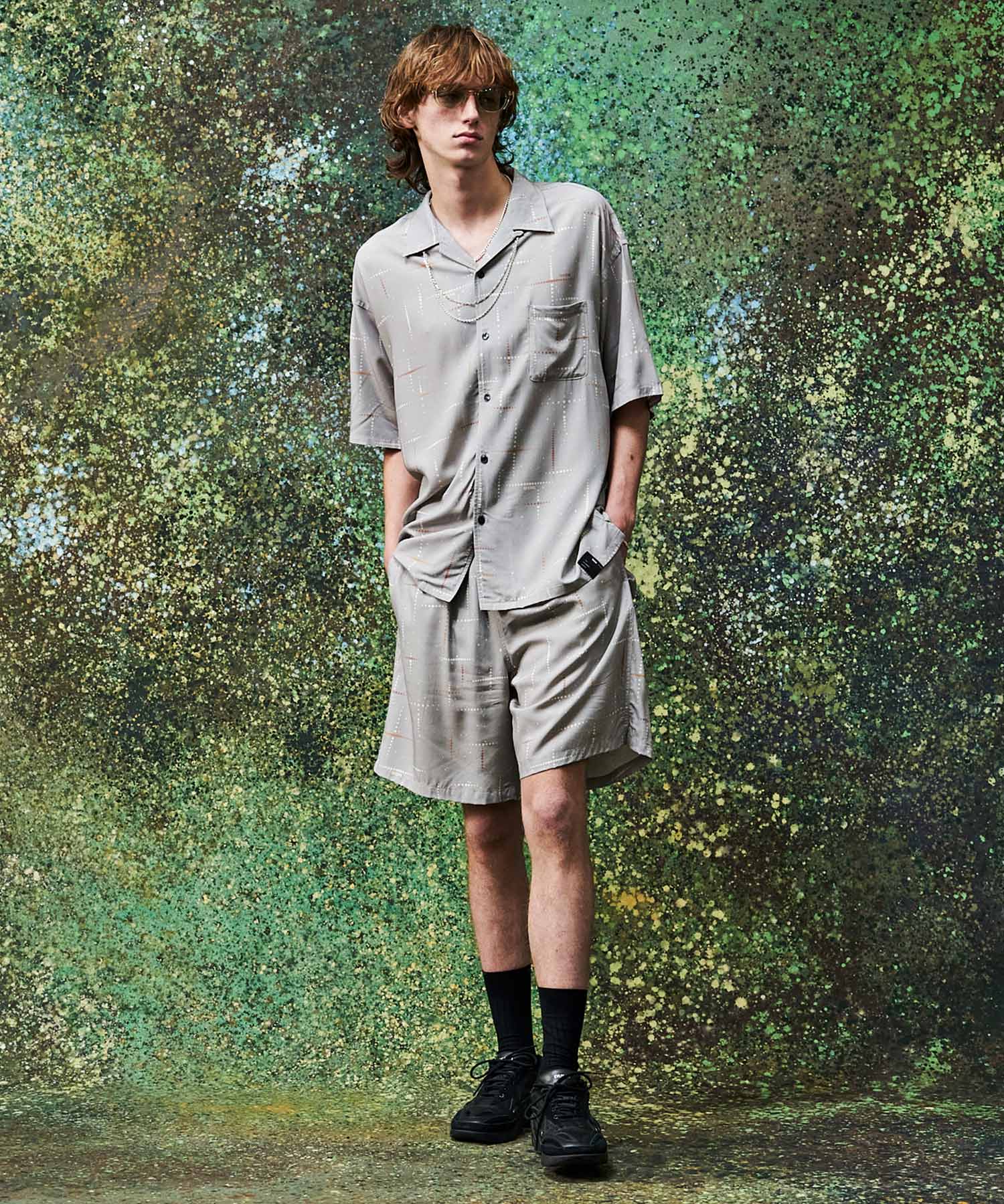 KASURI CROSS PRINTED OPEN COLLAR SHORT SLEEVE SHIRTS