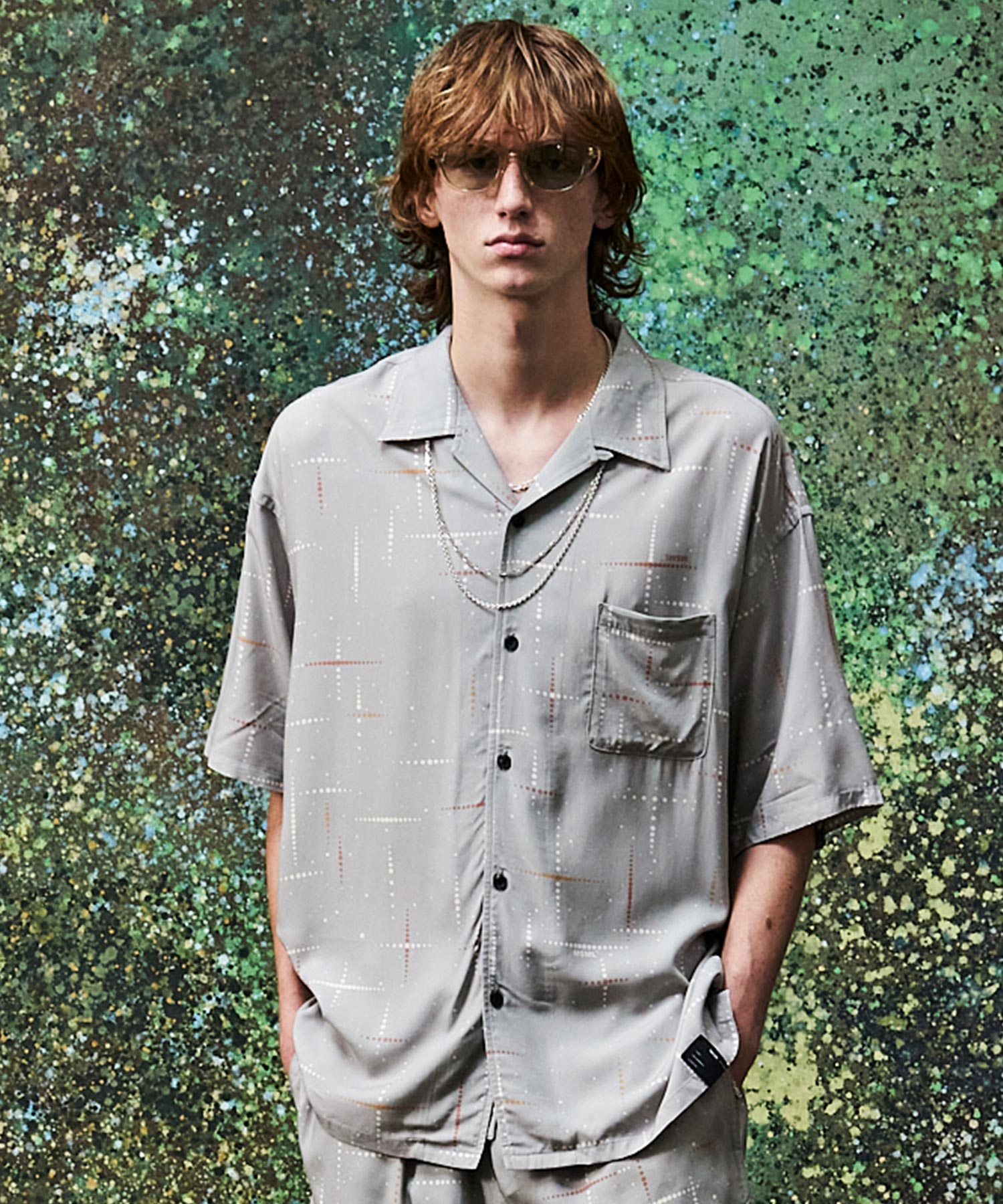KASURI CROSS PRINTED OPEN COLLAR SHORT SLEEVE SHIRTS