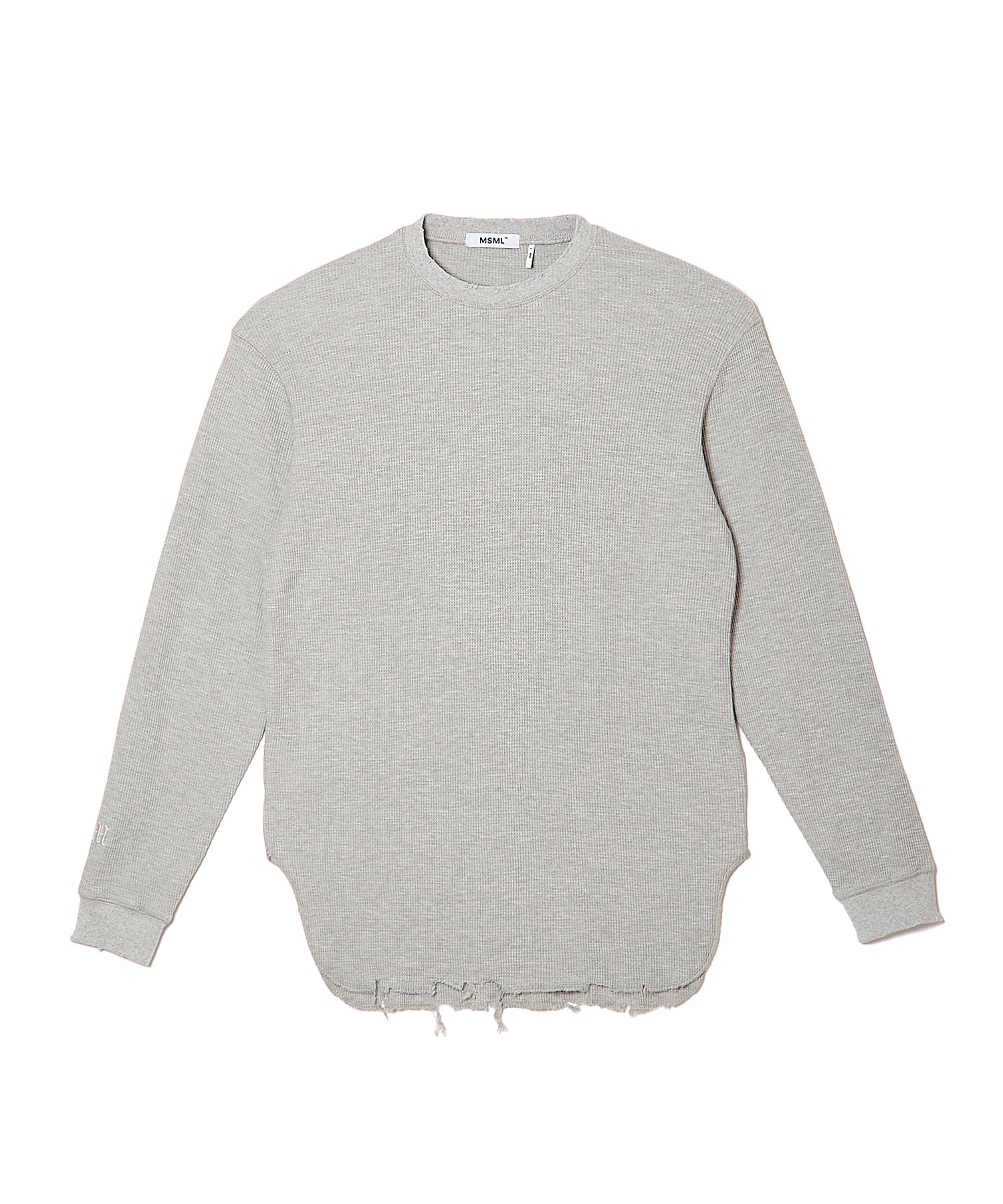 COTTON WAFFLE DAMAGE LONG SLEEVE CUTSEW