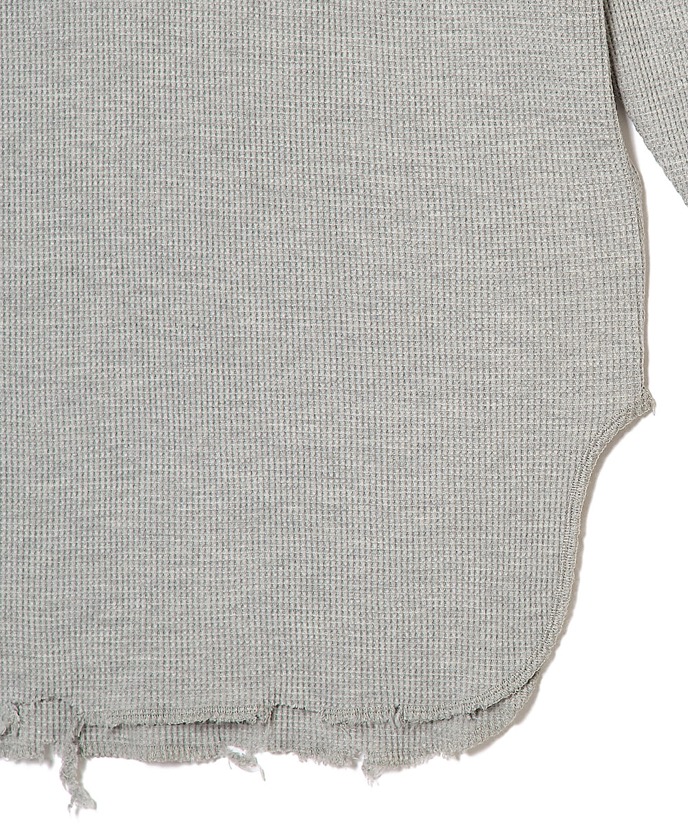 COTTON WAFFLE DAMAGE LONG SLEEVE CUTSEW