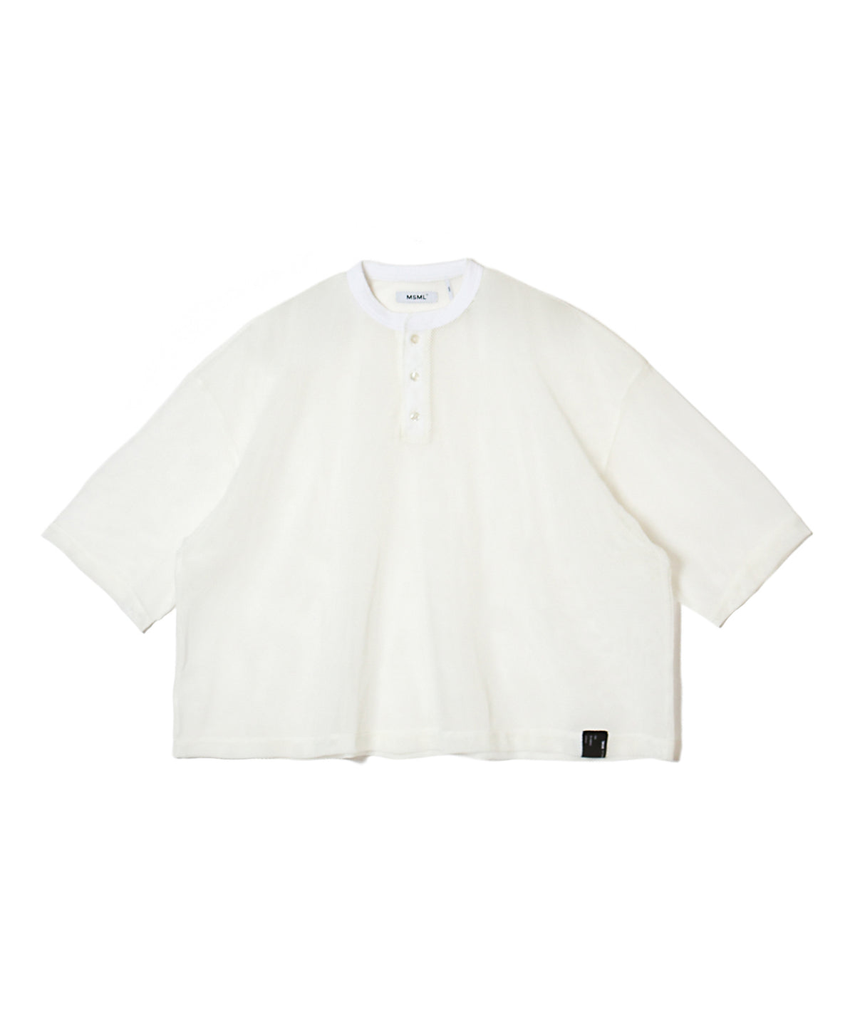HENRY NECK MESH HALF SLEEVE WIDE T SHIRT