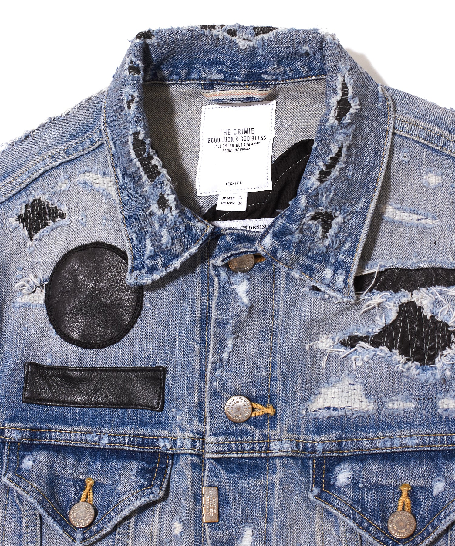 LEATHER SUPER CRASH BORN FREE STRETCH DENIM VEST