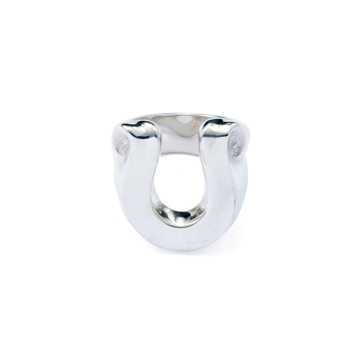 LETTER RIBBON HORSE SHOE SILVER RING LARGE