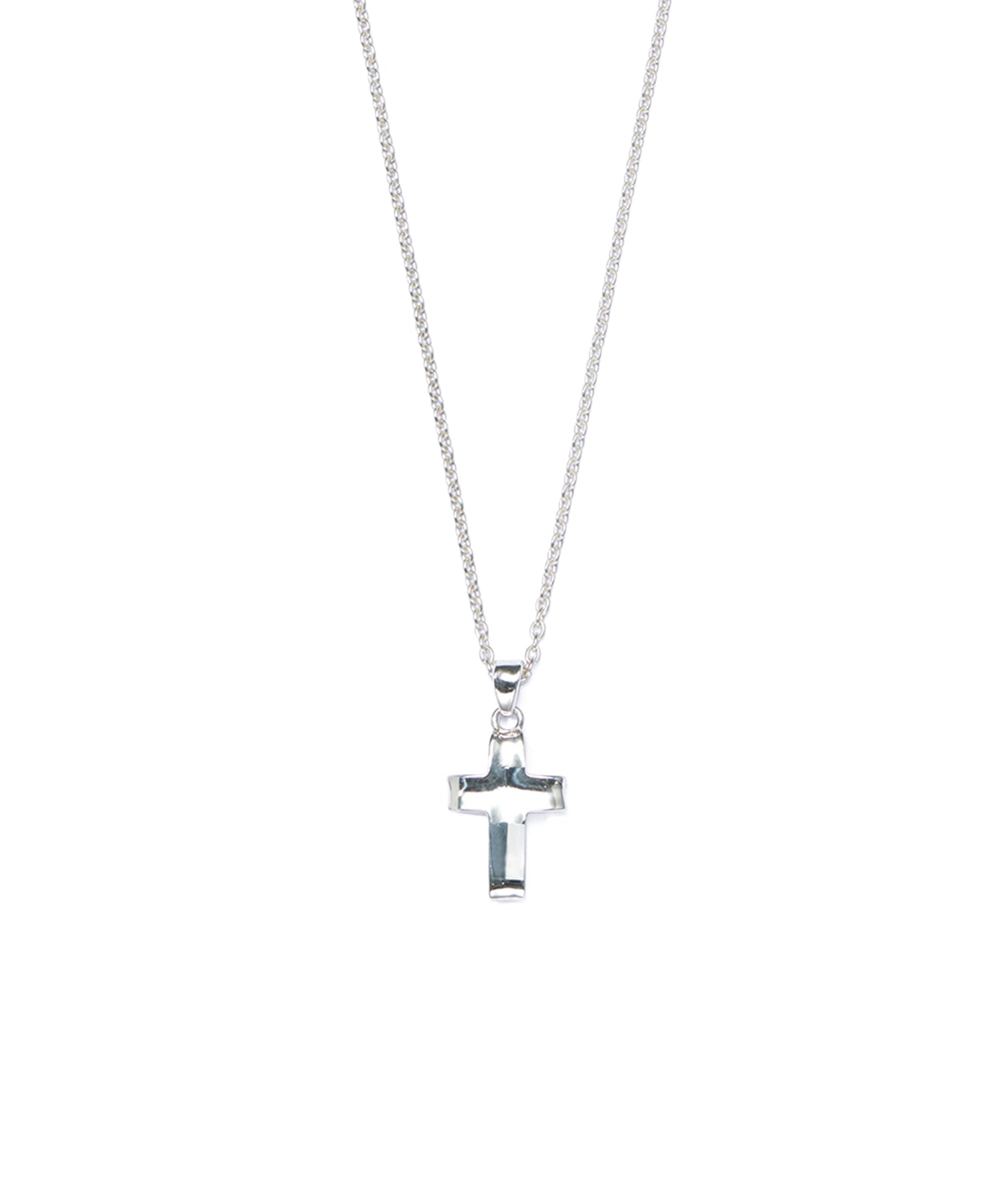LETTER RIBBON CROSS SILVER NECKLACE