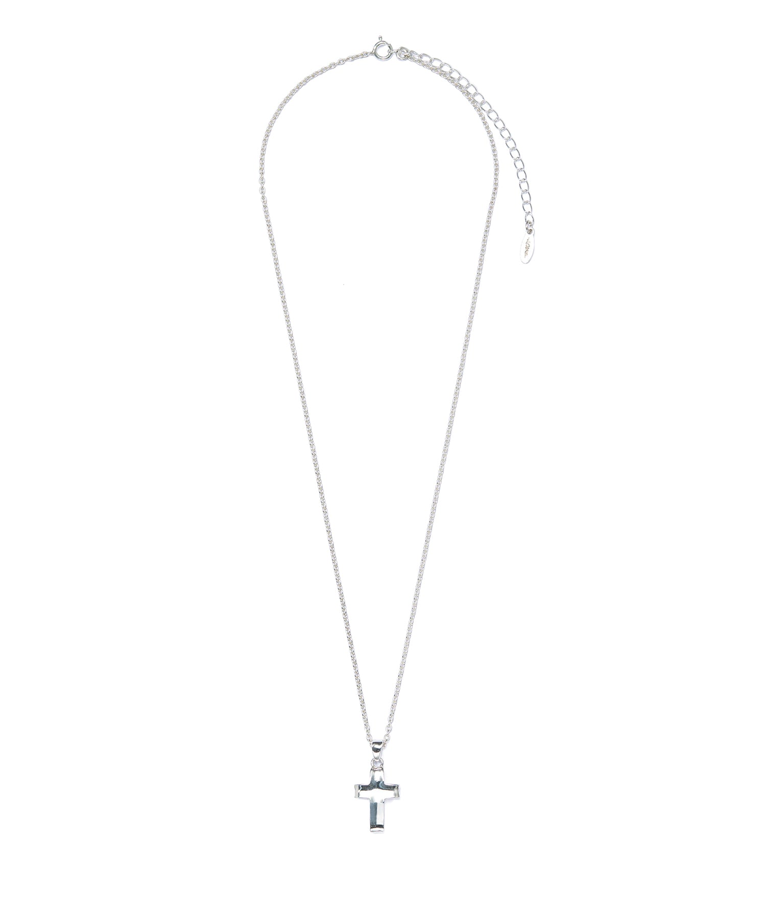 LETTER RIBBON CROSS SILVER NECKLACE