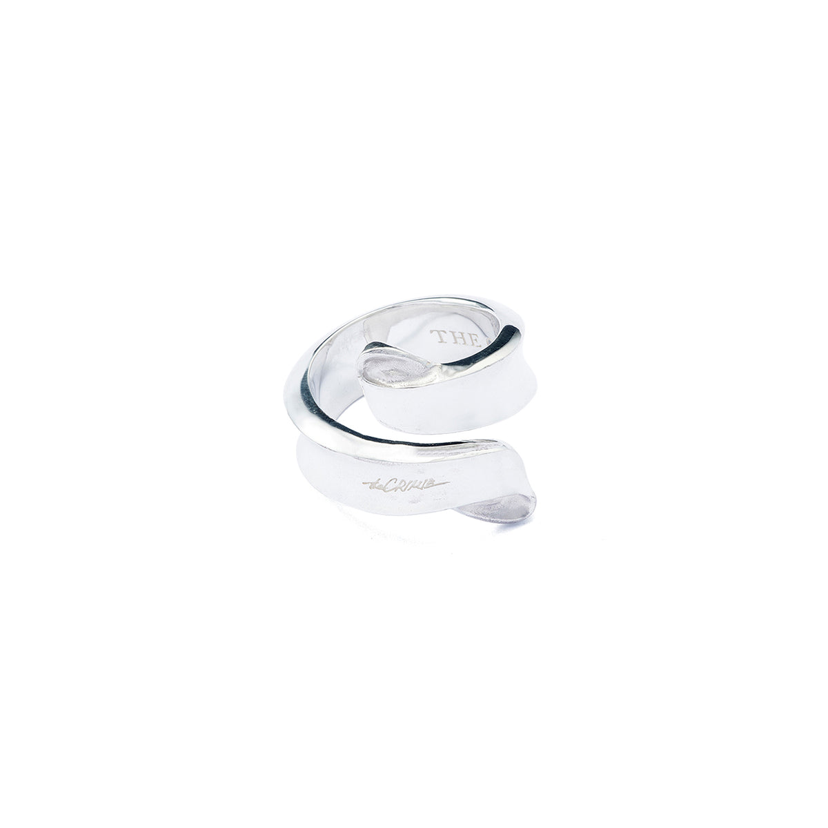 LETTER RIBBON SILVER RING SMALL