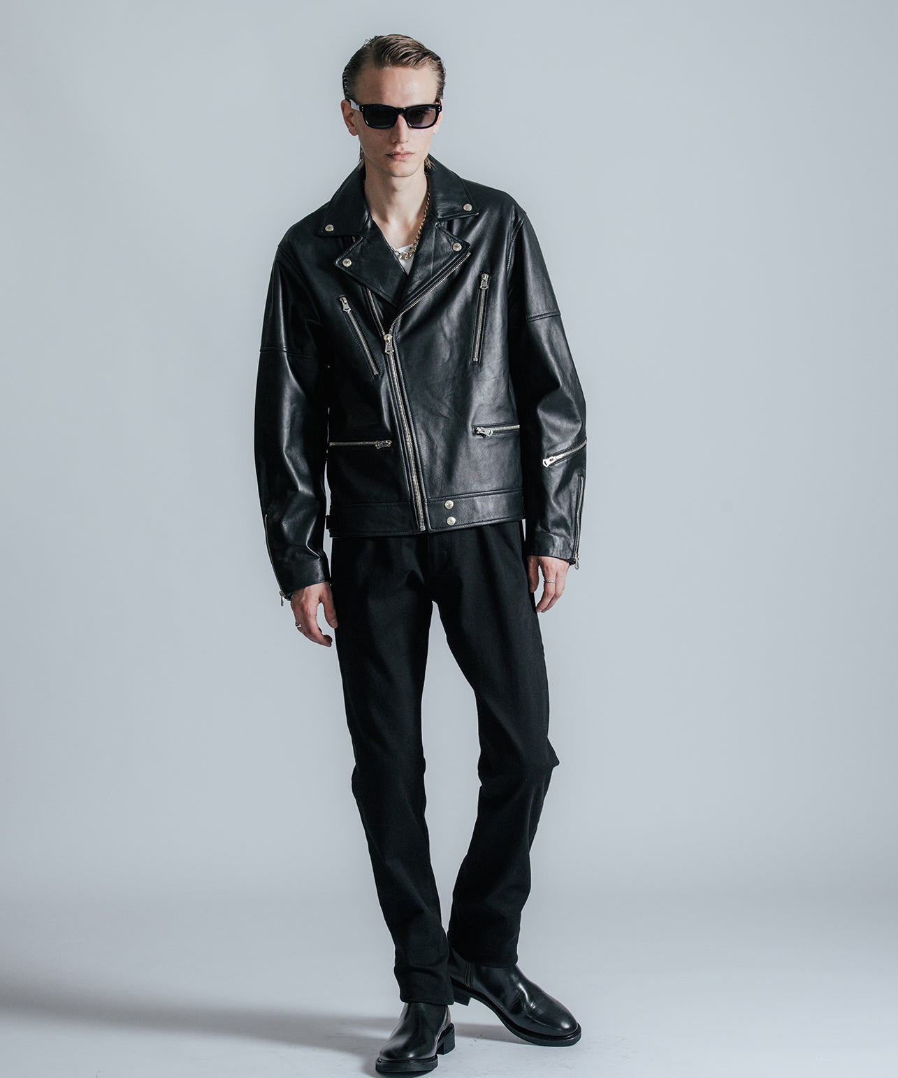 W BIKER SPANISH LAMB LEATHER JACKET