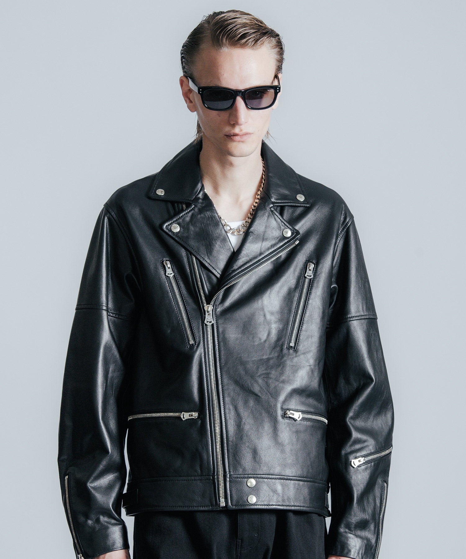 W BIKER SPANISH LAMB LEATHER JACKET