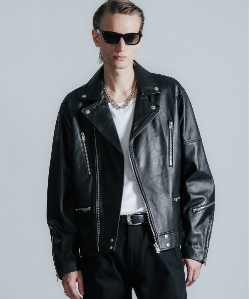 W BIKER SPANISH LAMB LEATHER JACKET